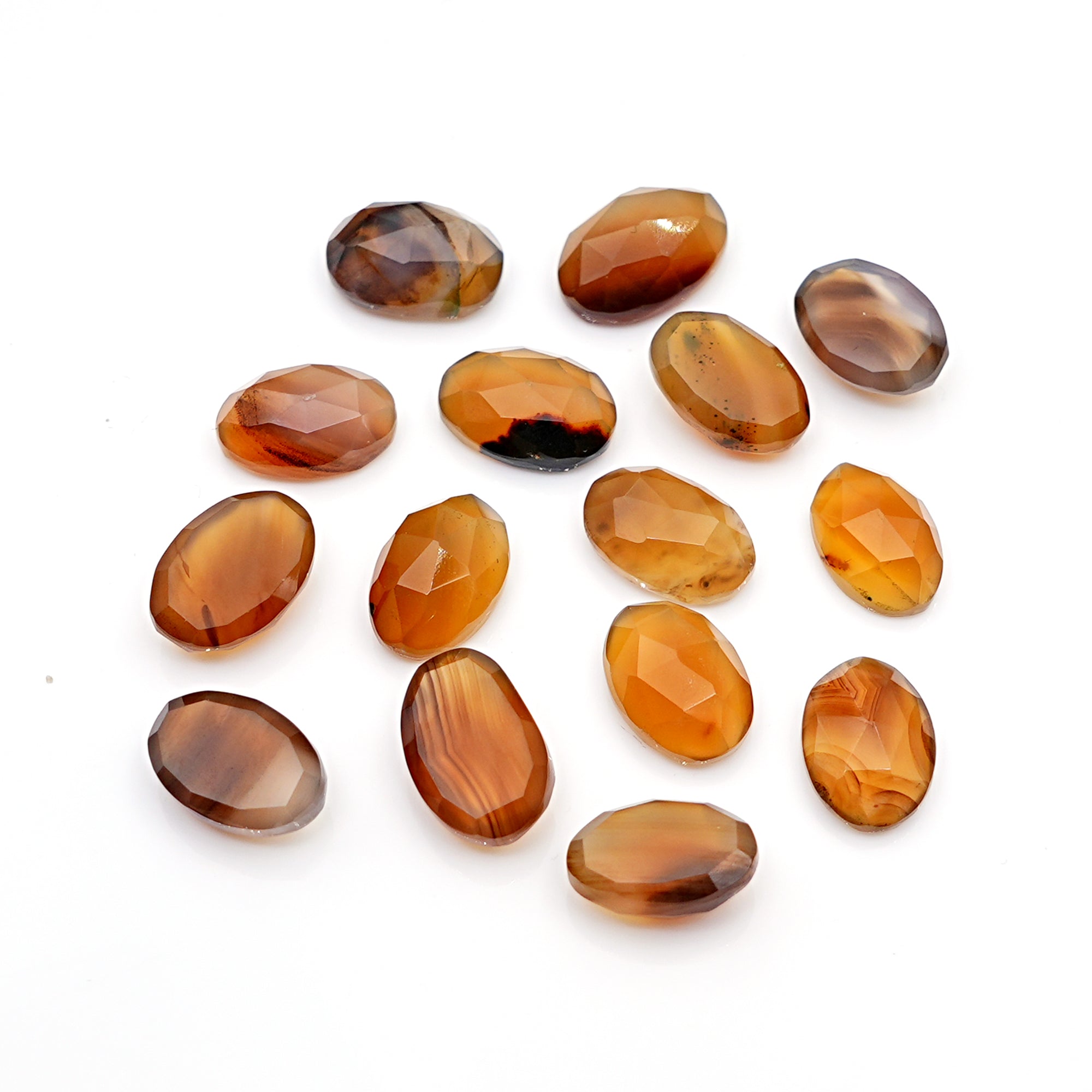 Montana Agate Rose Cut Oval Cabochon | Natural Loose Gemstone for Jewelry Making - 15 Pieces