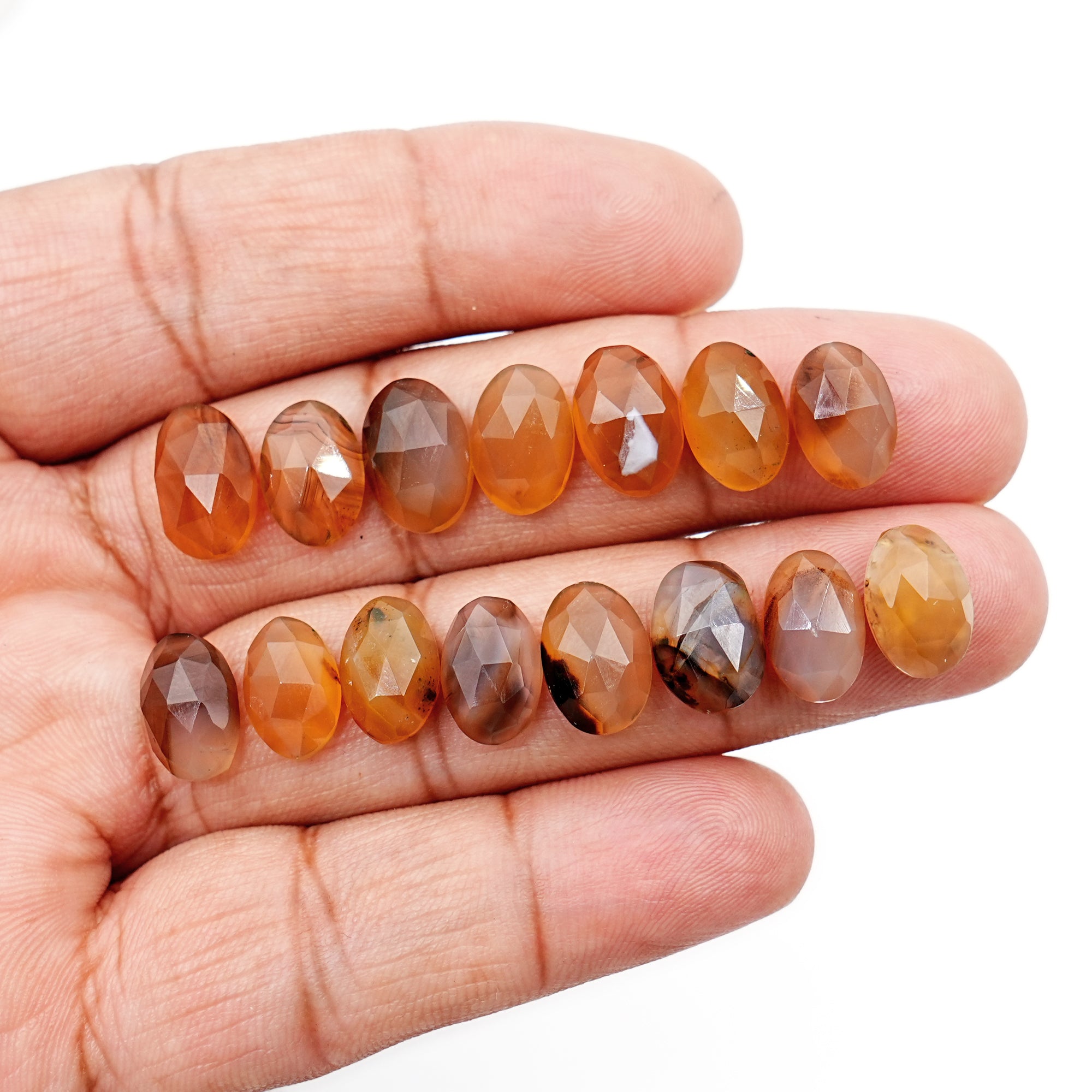 Montana Agate Rose Cut Oval Cabochon | Natural Loose Gemstone for Jewelry Making - 15 Pieces