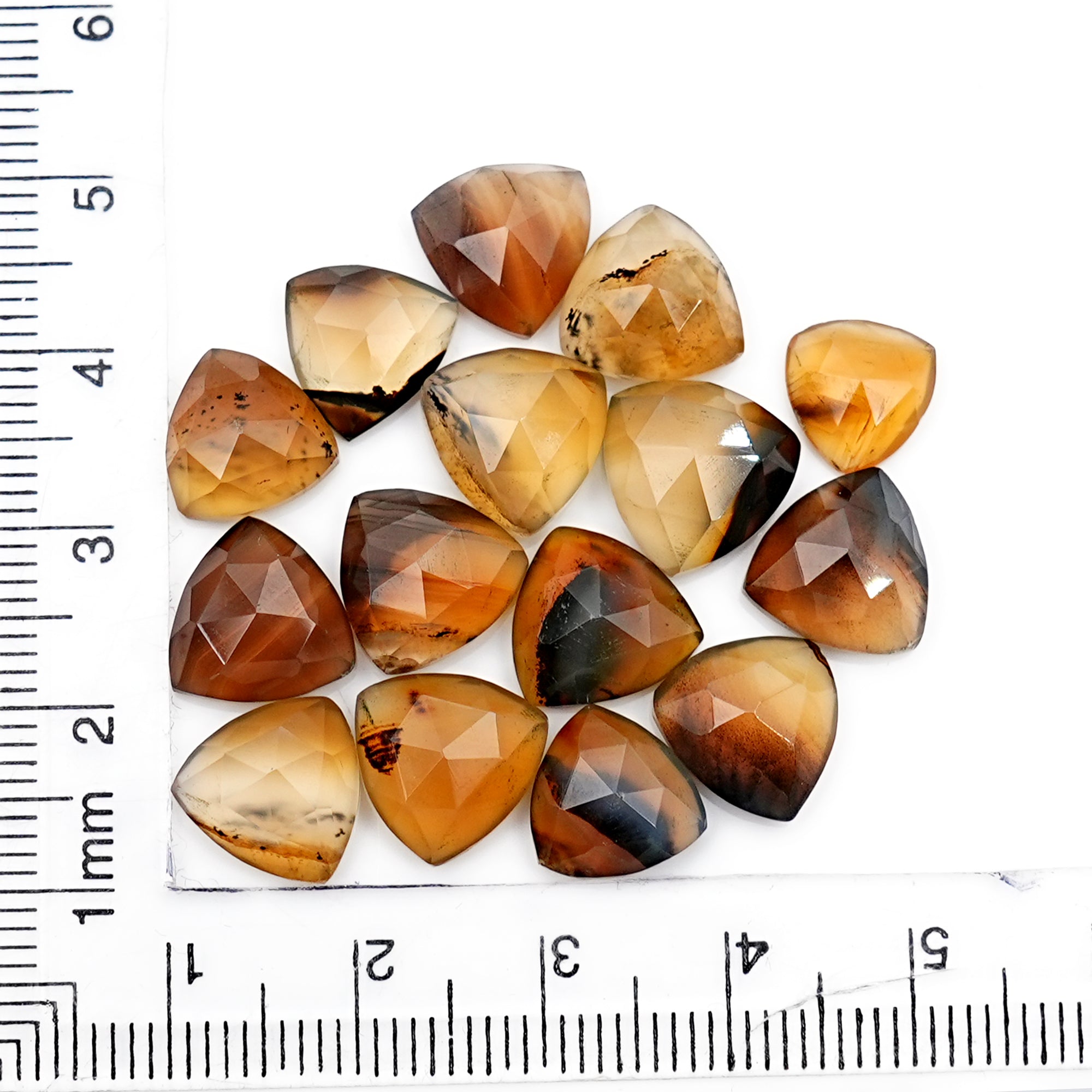 Natural Montana Agate Trillion Cabochon | Rose Cut Gemstones For Jewelry Making - 15 Pieces