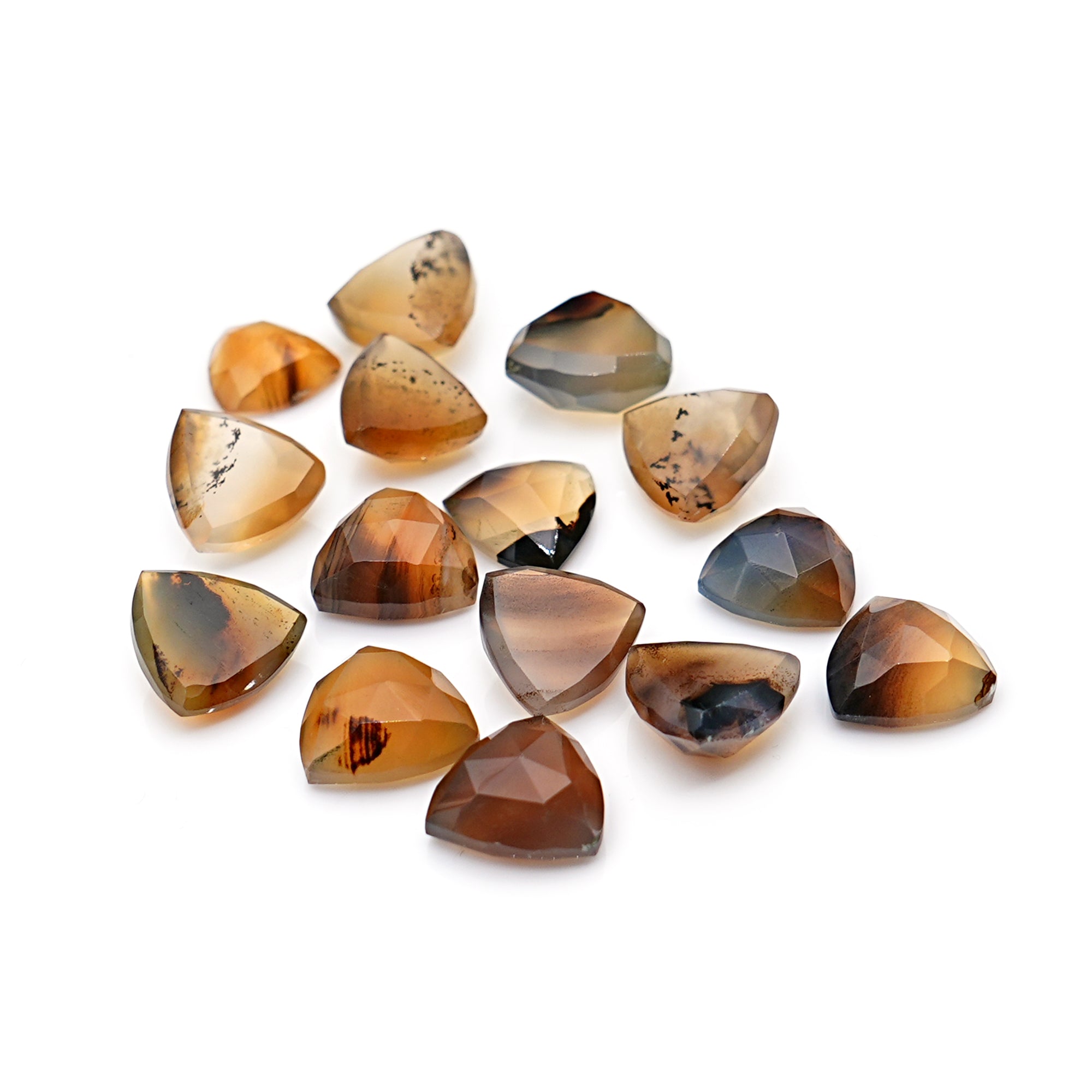 Natural Montana Agate Trillion Cabochon | Rose Cut Gemstones For Jewelry Making - 15 Pieces
