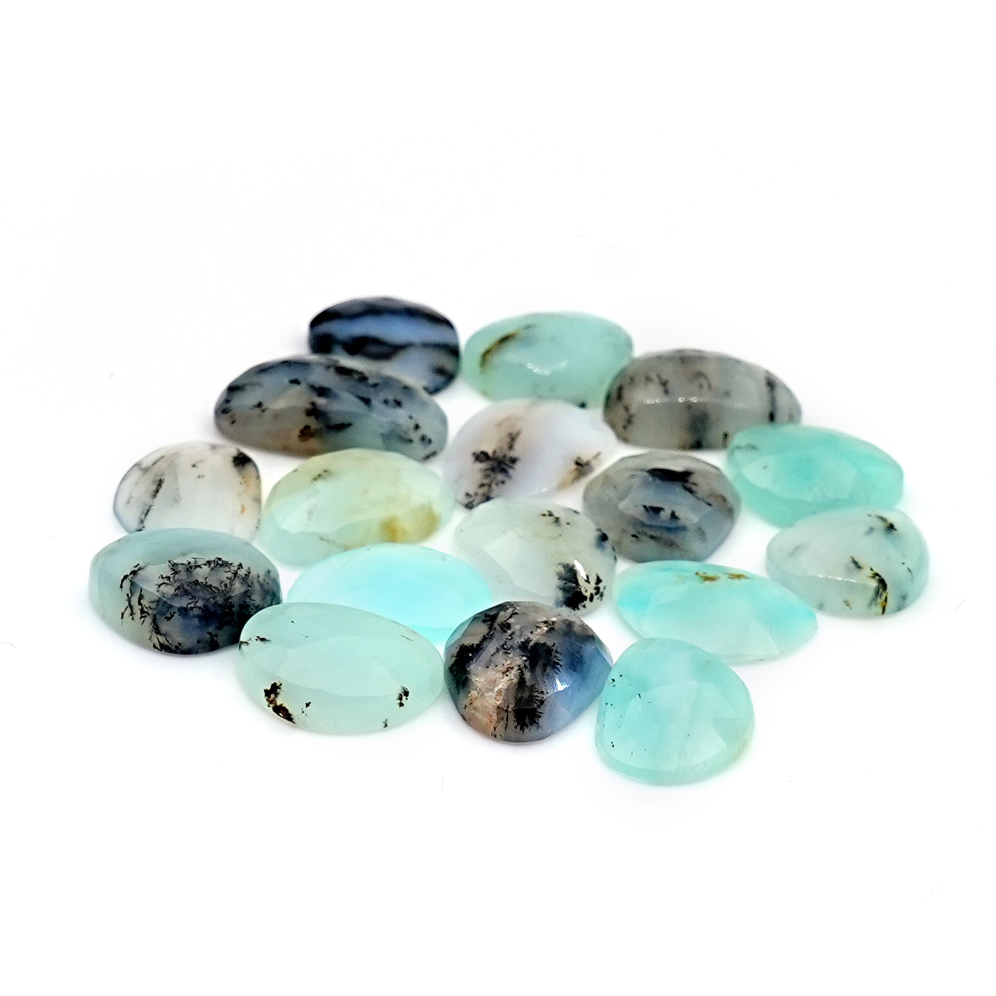 Natural Peruvian Opal Rose Cut Gemstones | Freeform Cabochons for Jewelry Creation - 17 Pieces