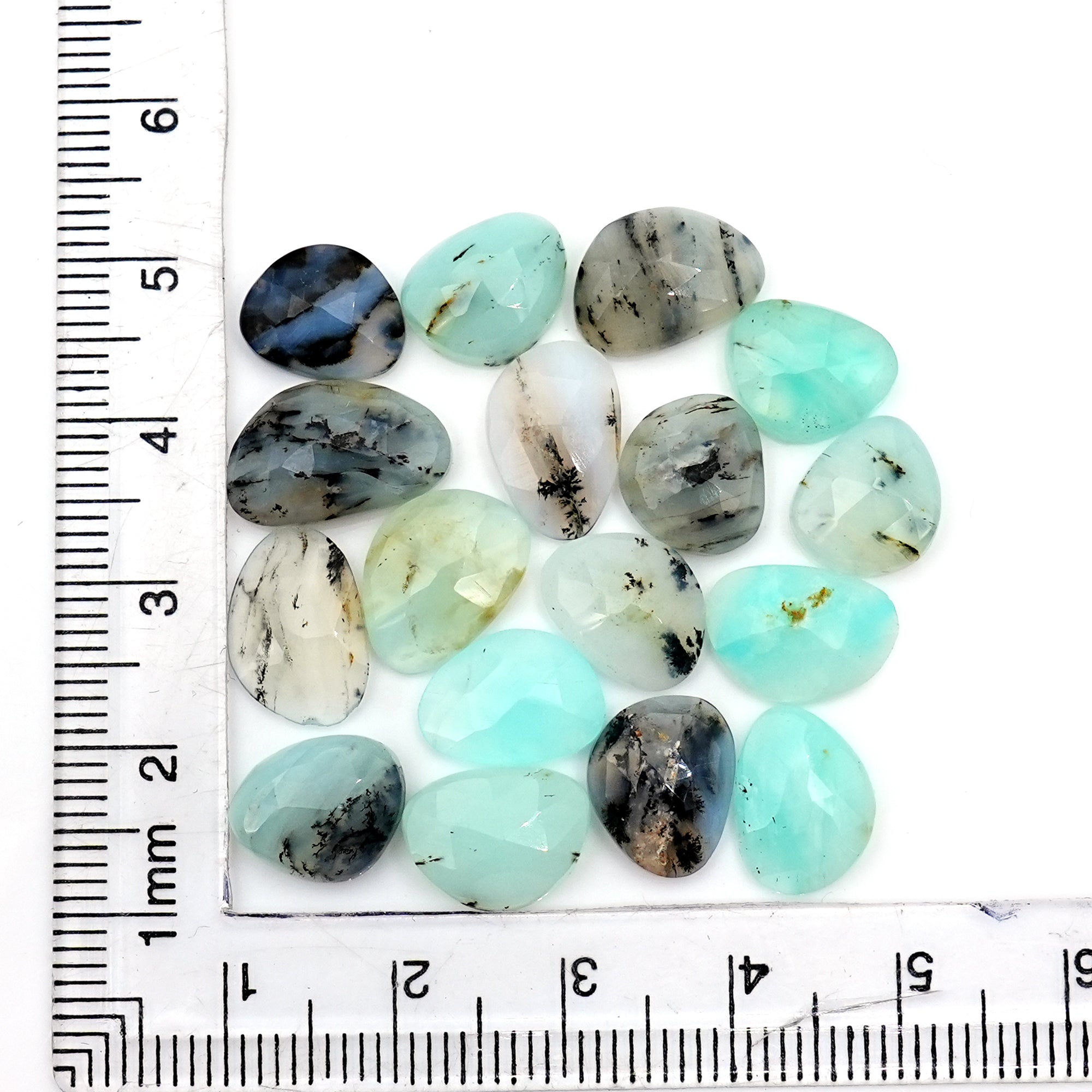 Natural Peruvian Opal Rose Cut Gemstones | Freeform Cabochons for Jewelry Creation - 17 Pieces