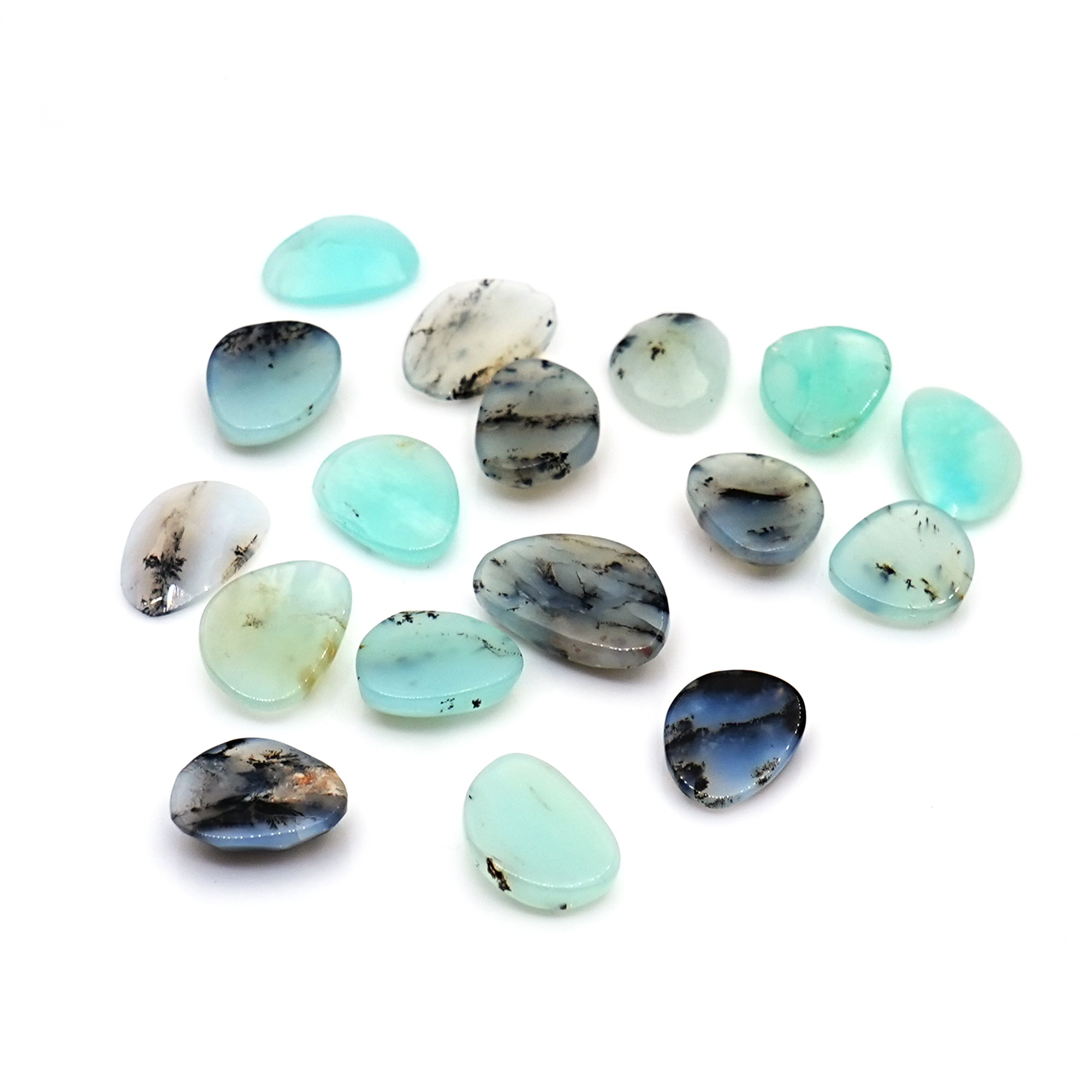 Natural Peruvian Opal Rose Cut Gemstones | Freeform Cabochons for Jewelry Creation - 17 Pieces