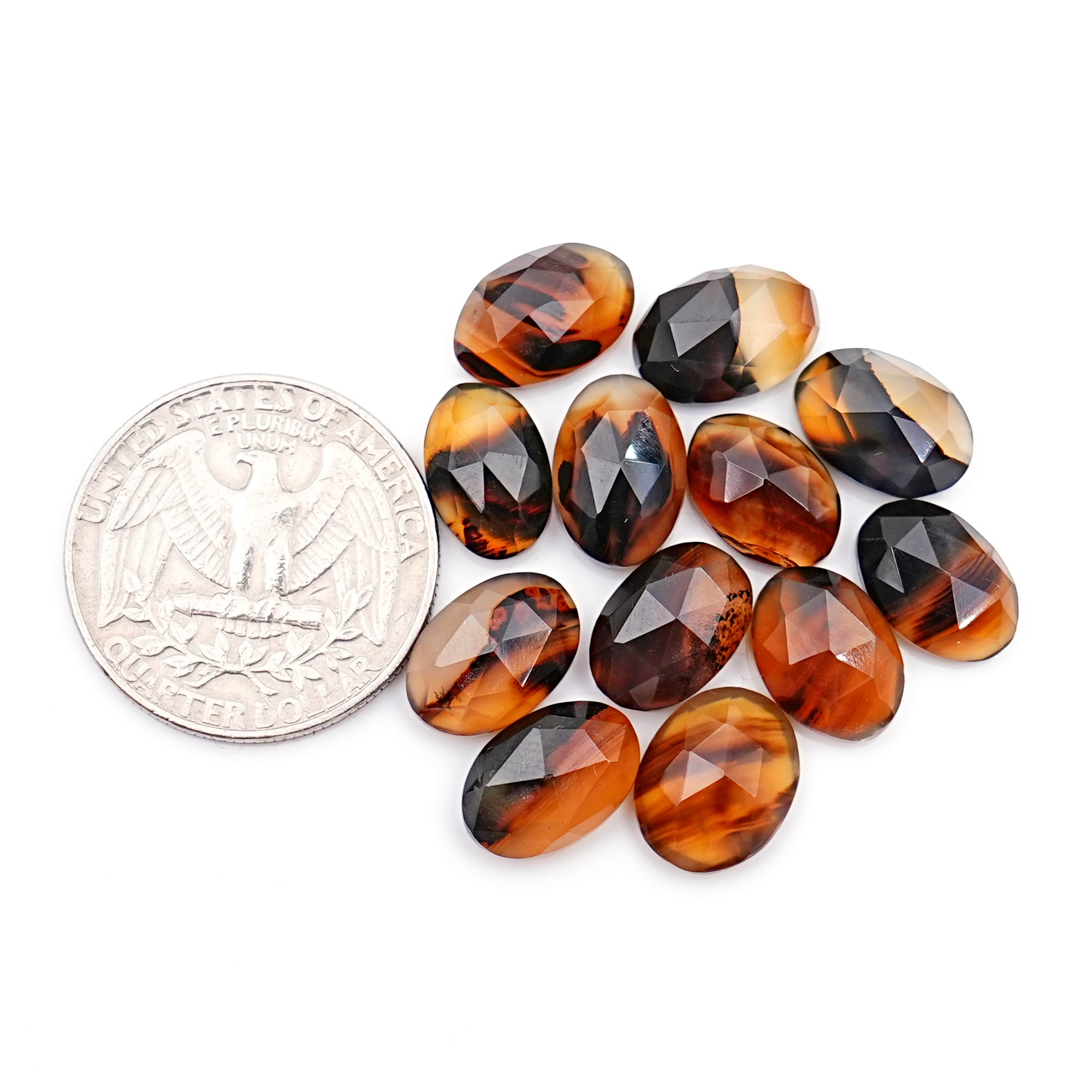 Oval Montana Agate Rosecut Cabochon | Natural Gemstone with Unique Inclusion - 12 Pieces
