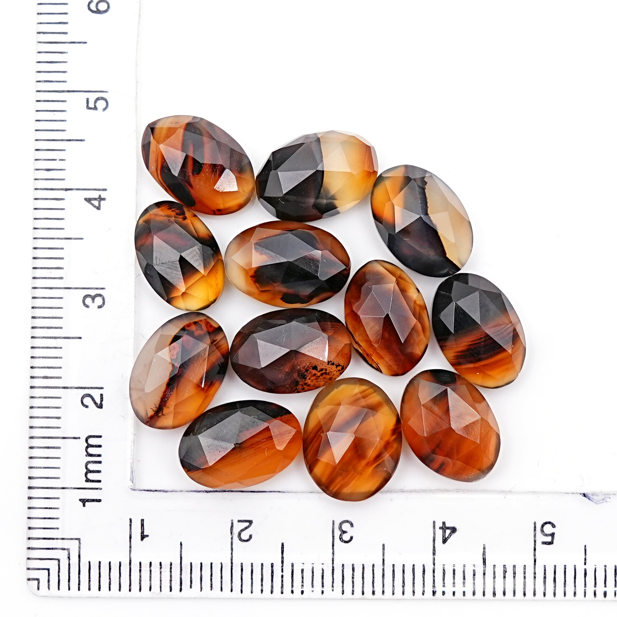 Oval Montana Agate Rosecut Cabochon | Natural Gemstone with Unique Inclusion - 12 Pieces