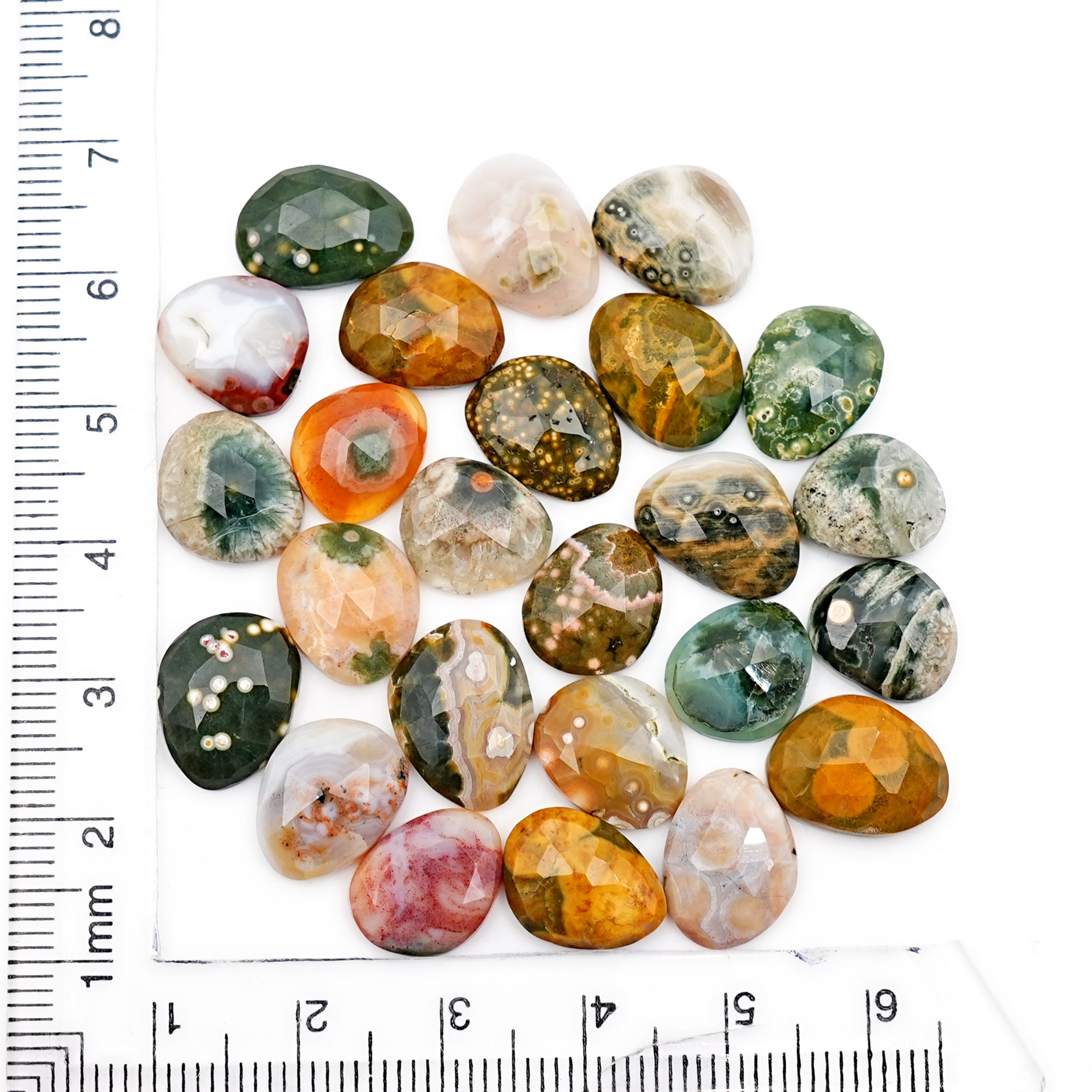 Ocean Jasper Rose Cut Cabochons | Multi Freeform Gemstones For Jewelry - 25 Pieces