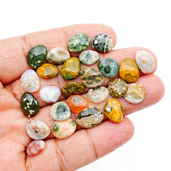 Ocean Jasper Rose Cut Cabochons | Multi Freeform Gemstones For Jewelry - 25 Pieces