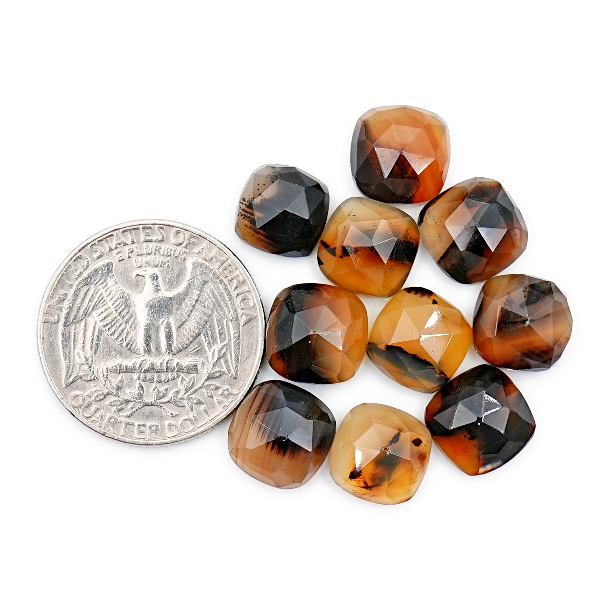 Cushion Montana Agate Rose Cut Cabochon | Natural Gemstone with Unique Inclusion - 10 Pieces