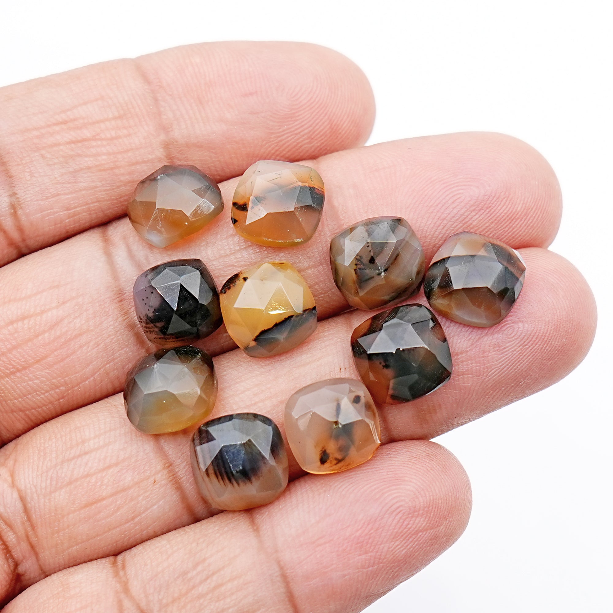 Cushion Montana Agate Rose Cut Cabochon | Natural Gemstone with Unique Inclusion - 10 Pieces