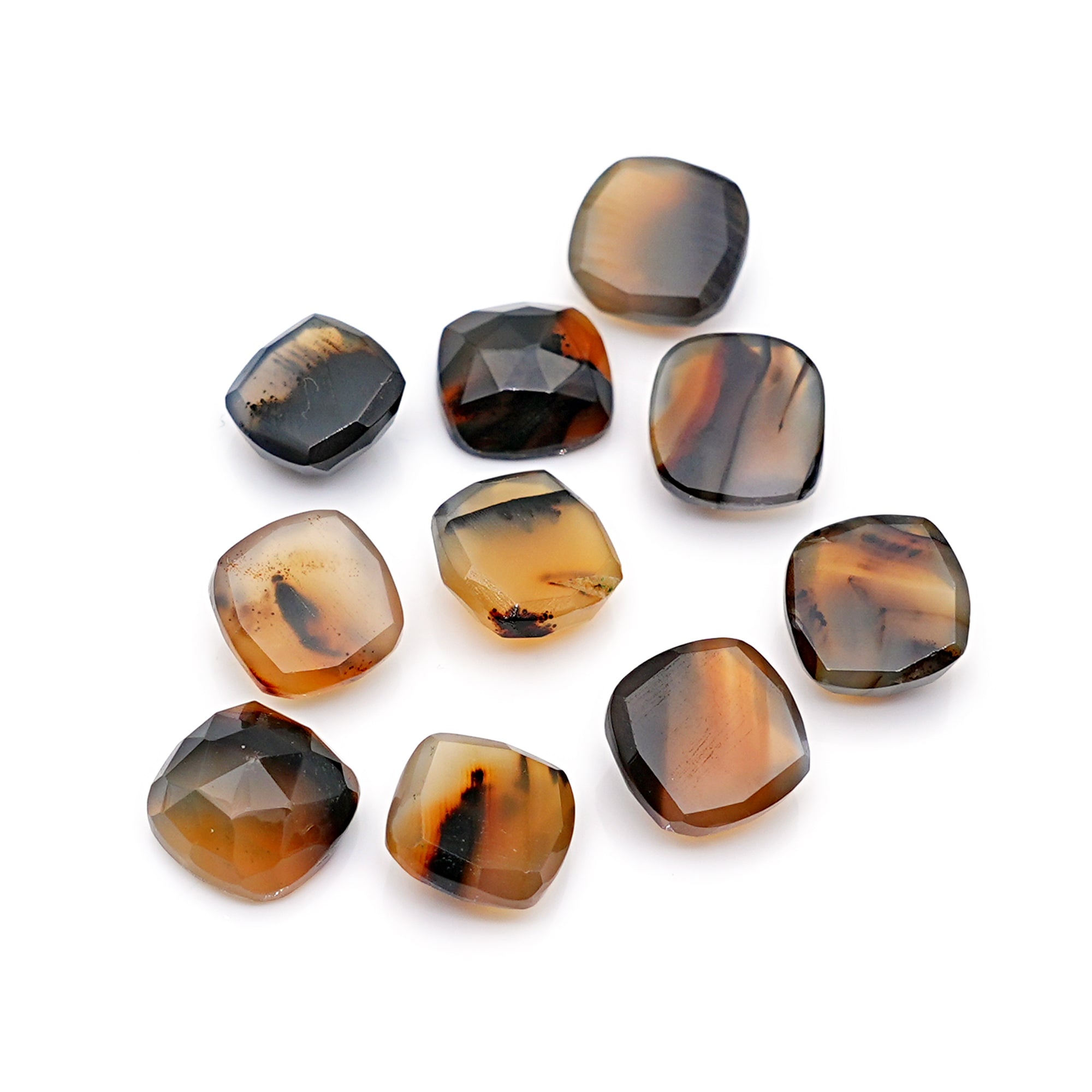 Cushion Montana Agate Rose Cut Cabochon | Natural Gemstone with Unique Inclusion - 10 Pieces