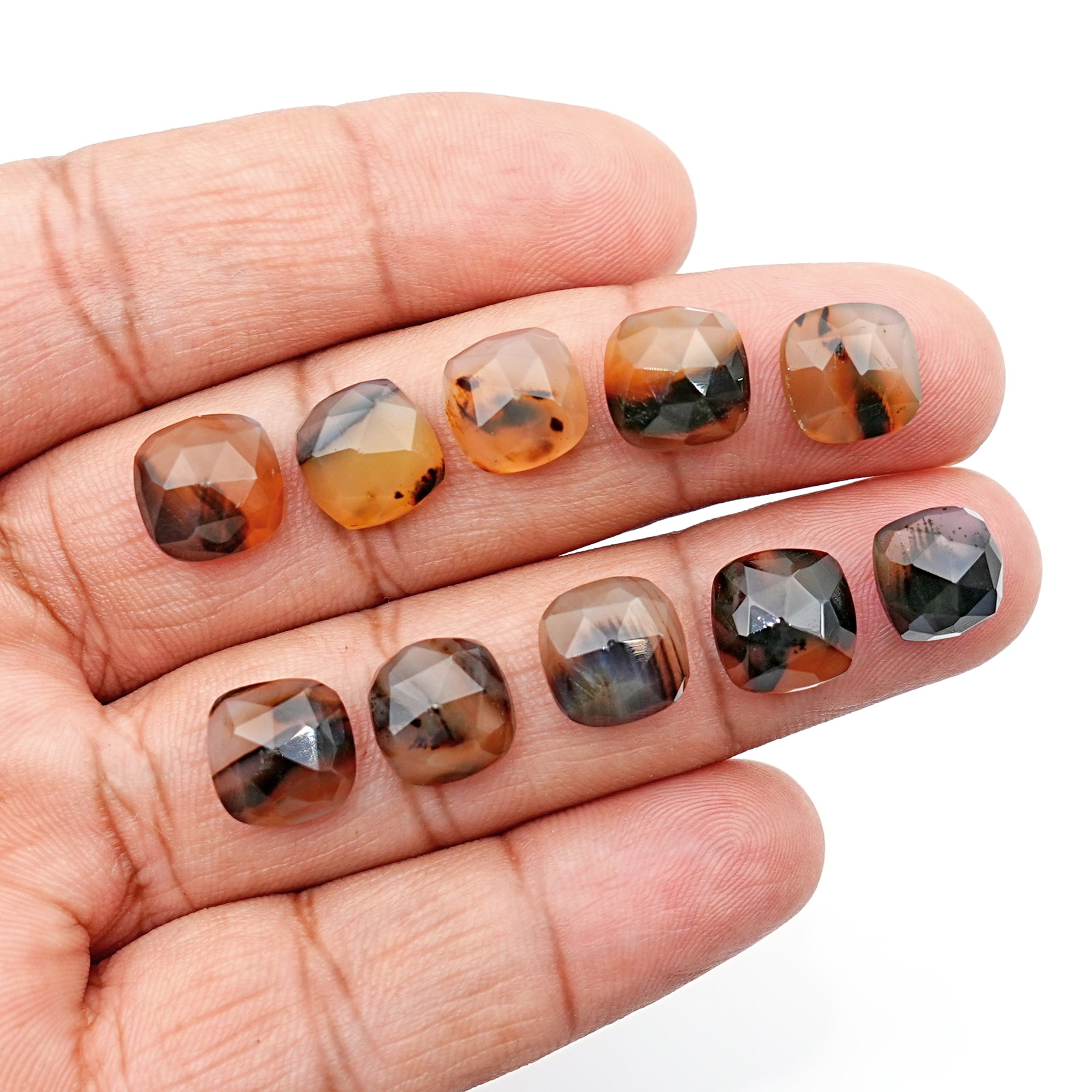 Cushion Montana Agate Rose Cut Cabochon | Natural Gemstone with Unique Inclusion - 10 Pieces