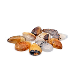 Montana Agate Rose Cut Oval Cabochon | Natural Loose Gemstone for Jewelry Making - 10 Pieces