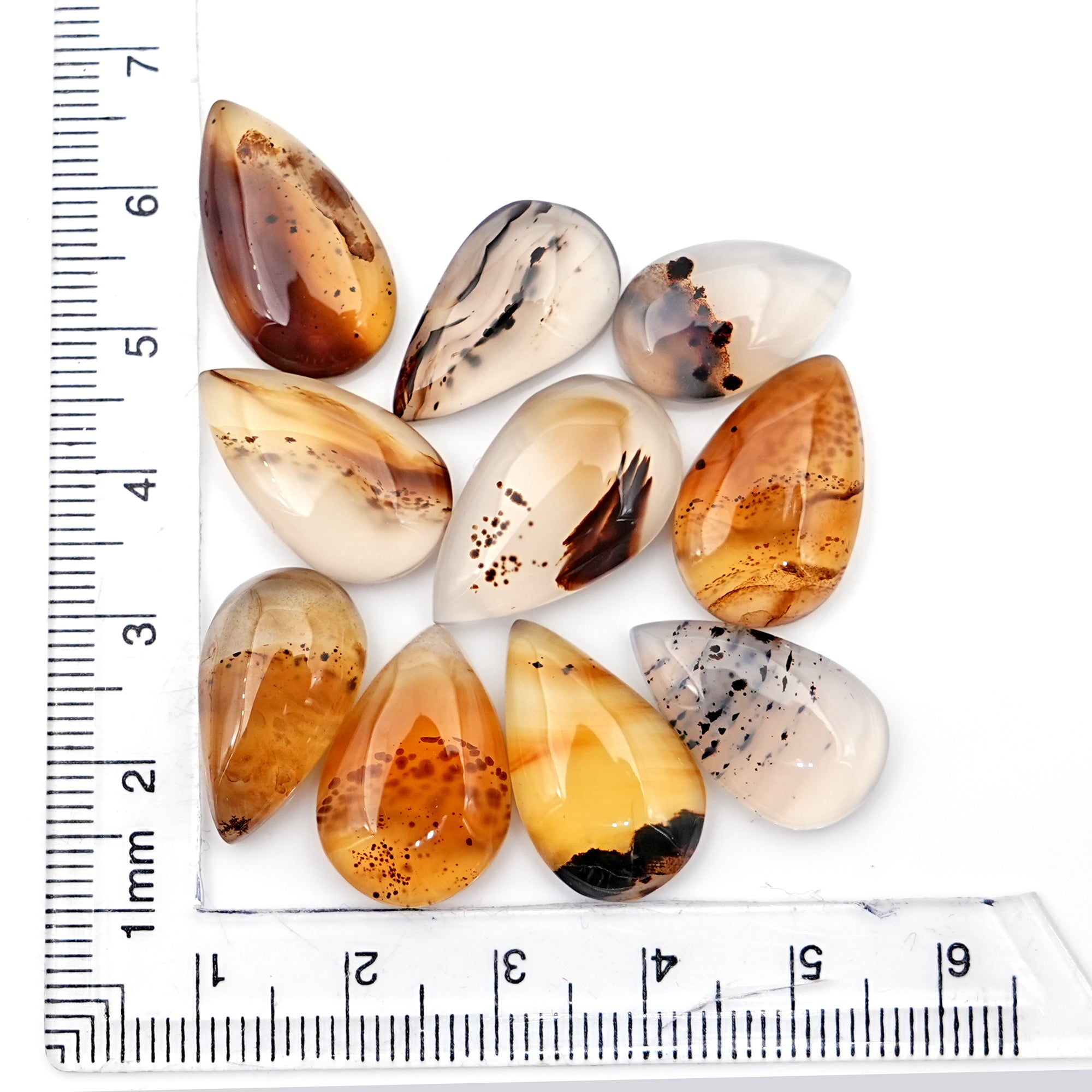 Montana Agate Rose Cut Oval Cabochon | Natural Loose Gemstone for Jewelry Making - 10 Pieces