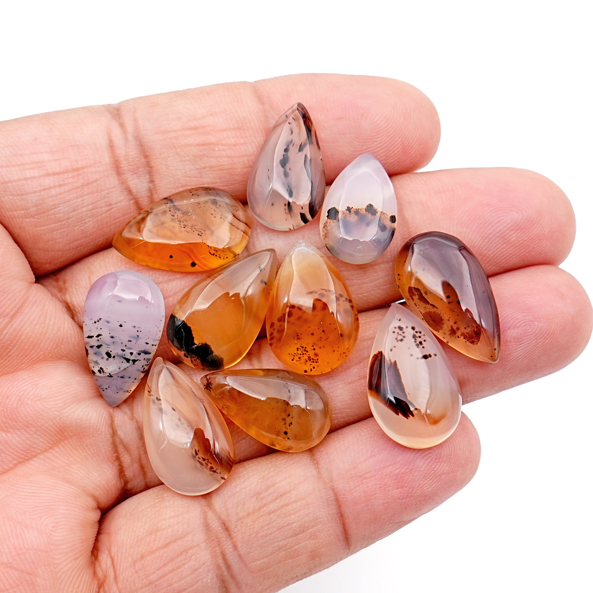 Montana Agate Rose Cut Oval Cabochon | Natural Loose Gemstone for Jewelry Making - 10 Pieces