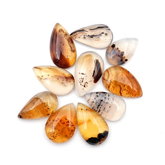 Montana Agate Rose Cut Oval Cabochon | Natural Loose Gemstone for Jewelry Making - 10 Pieces