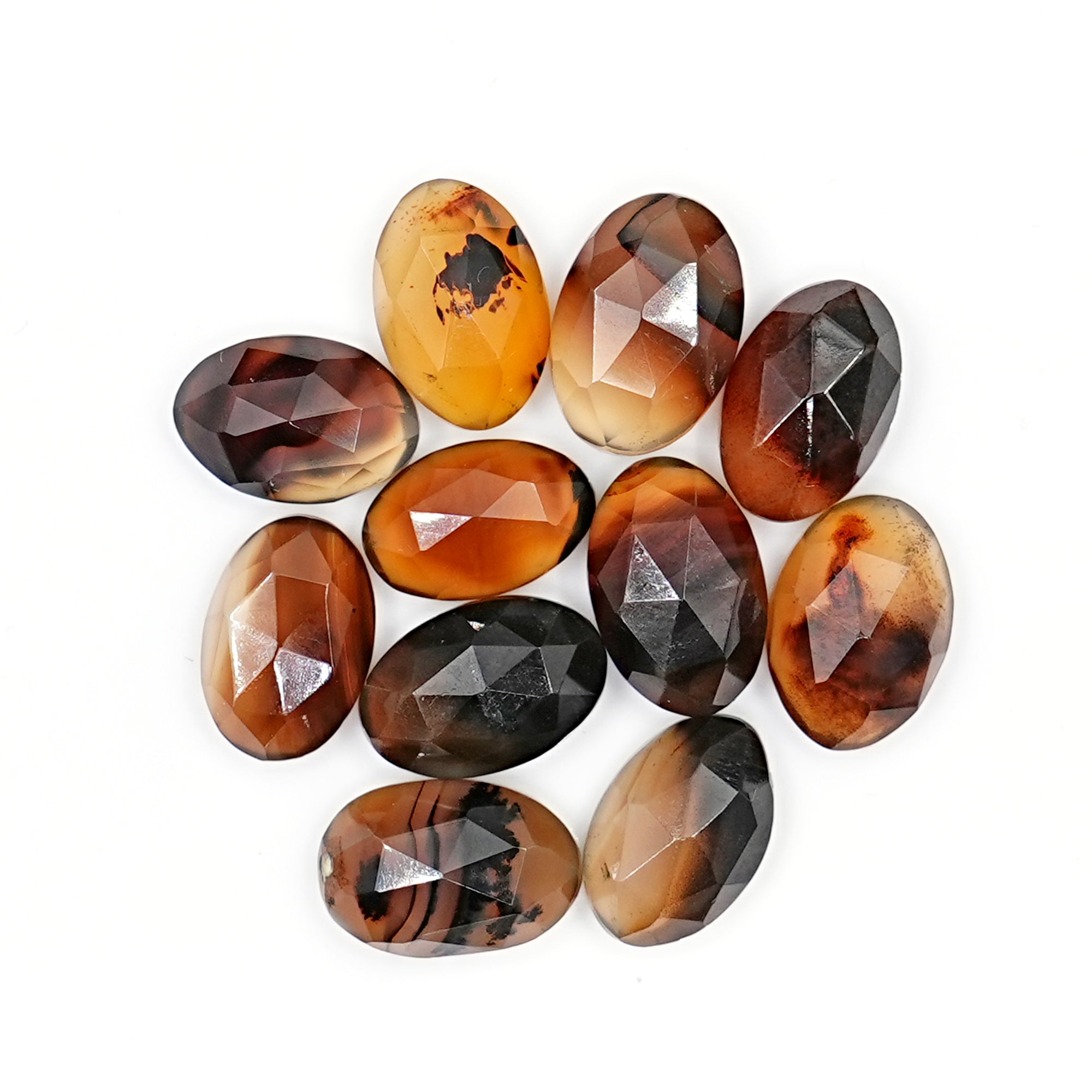 Oval Montana Agate Rosecut Cabochon | Natural Gemstone For Jewelry Making - 11 Pieces
