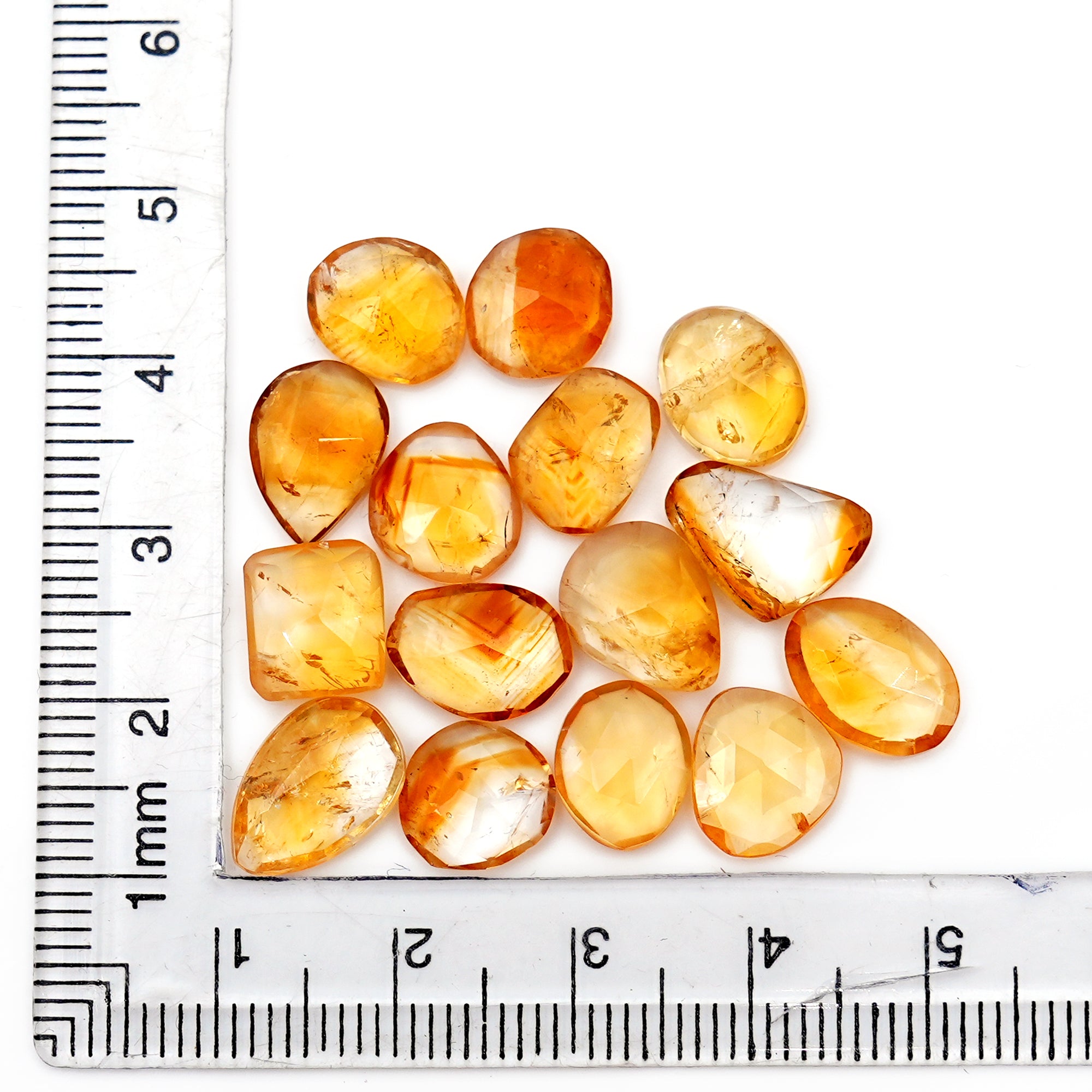 Natural Citrine Rose Cut Gemstones | Freeform Radiance for Handmade Jewelry - 15 Pieces