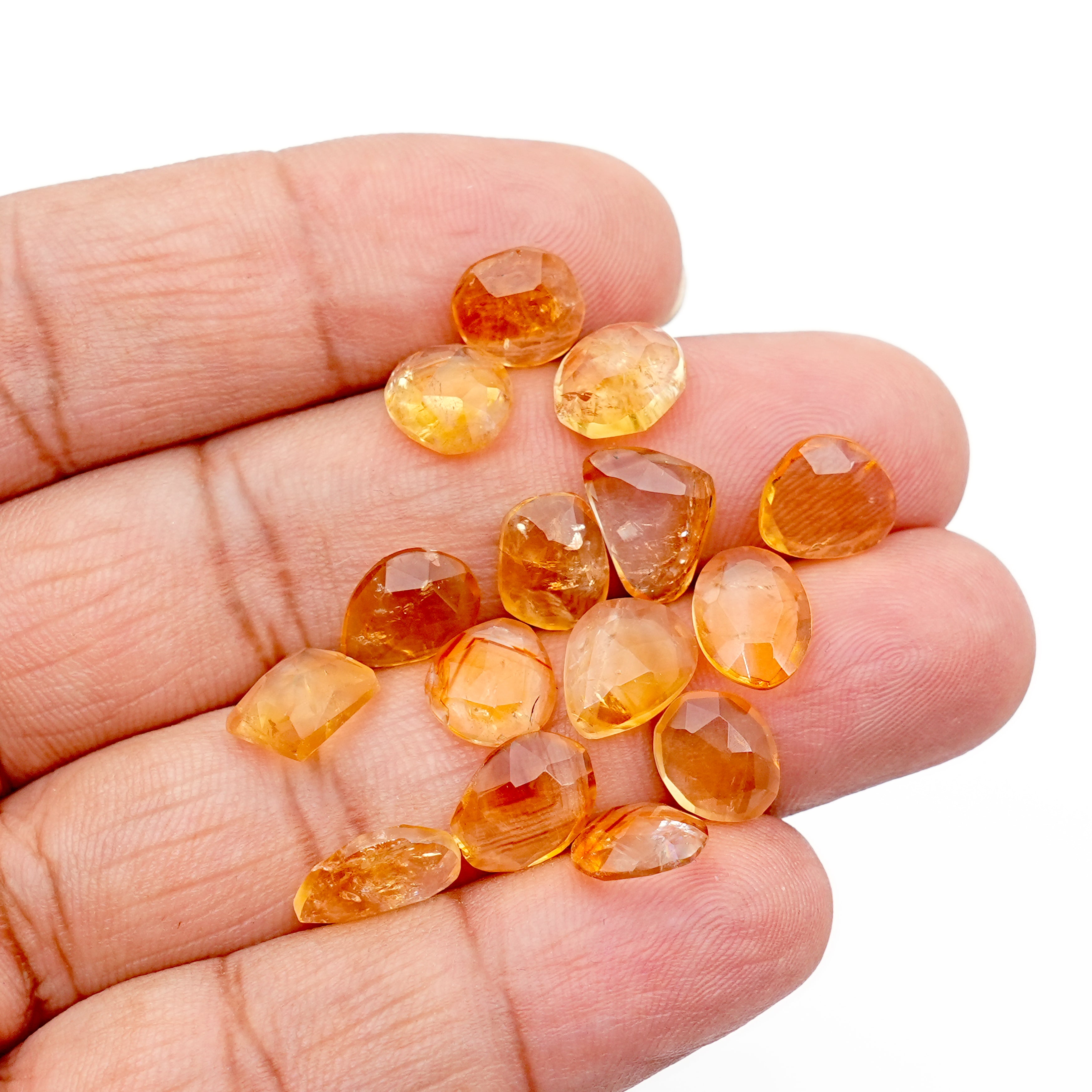 Natural Citrine Rose Cut Gemstones | Freeform Radiance for Handmade Jewelry - 15 Pieces