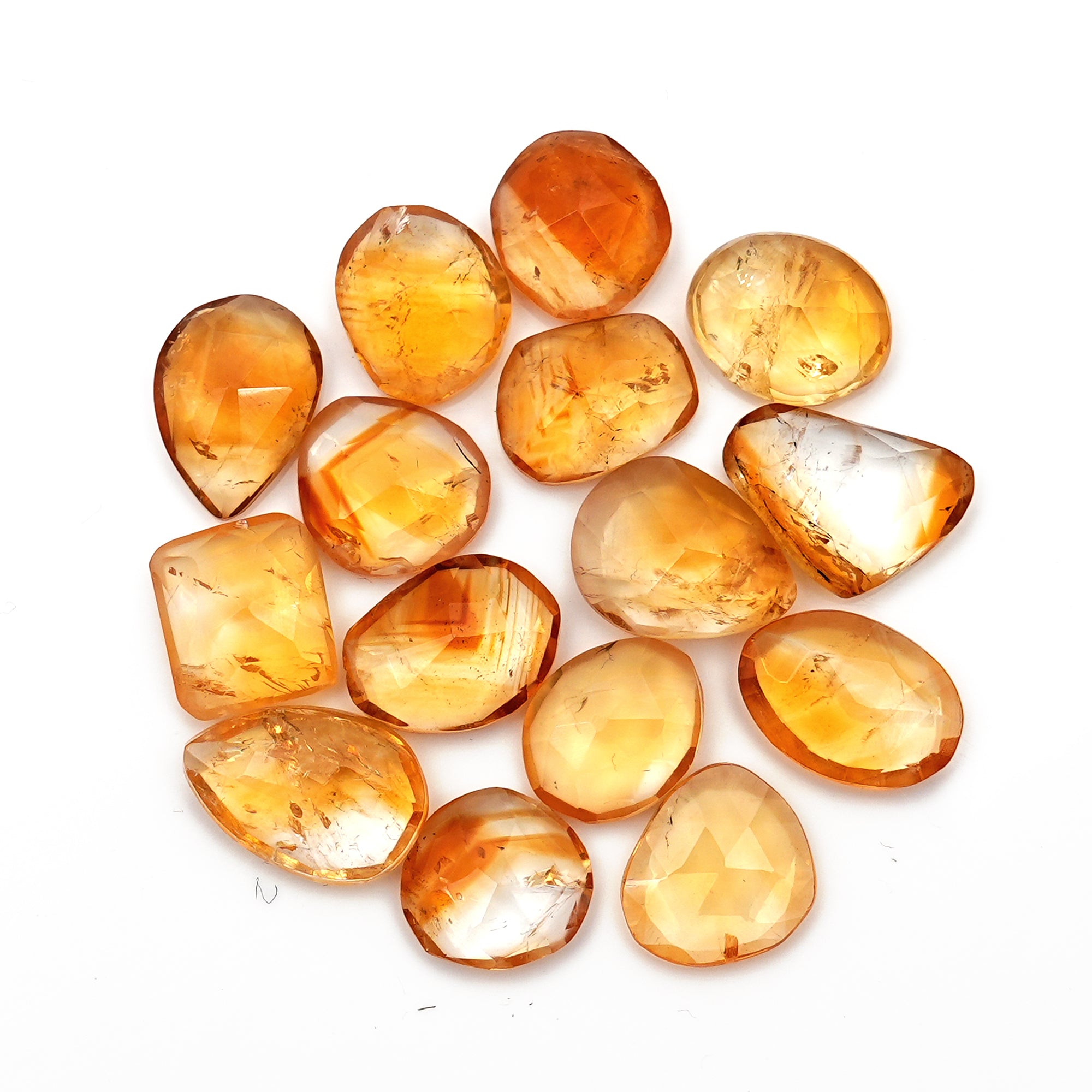 Natural Citrine Rose Cut Gemstones | Freeform Radiance for Handmade Jewelry - 15 Pieces