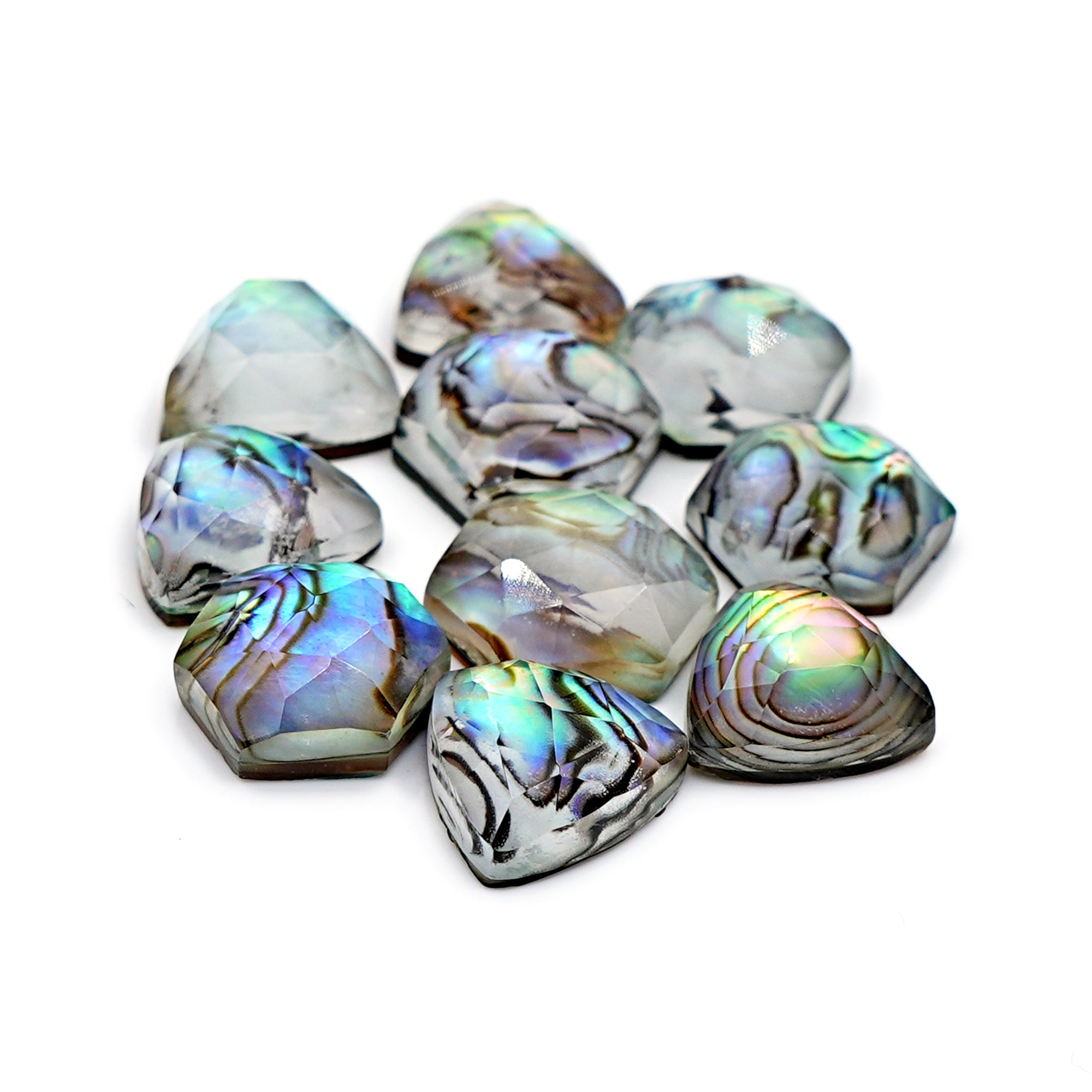 Abalone Shell Doublet Rosecut Cabochons | Mix-Shaped Gemstone for Statement Jewelry - 10 Pieces