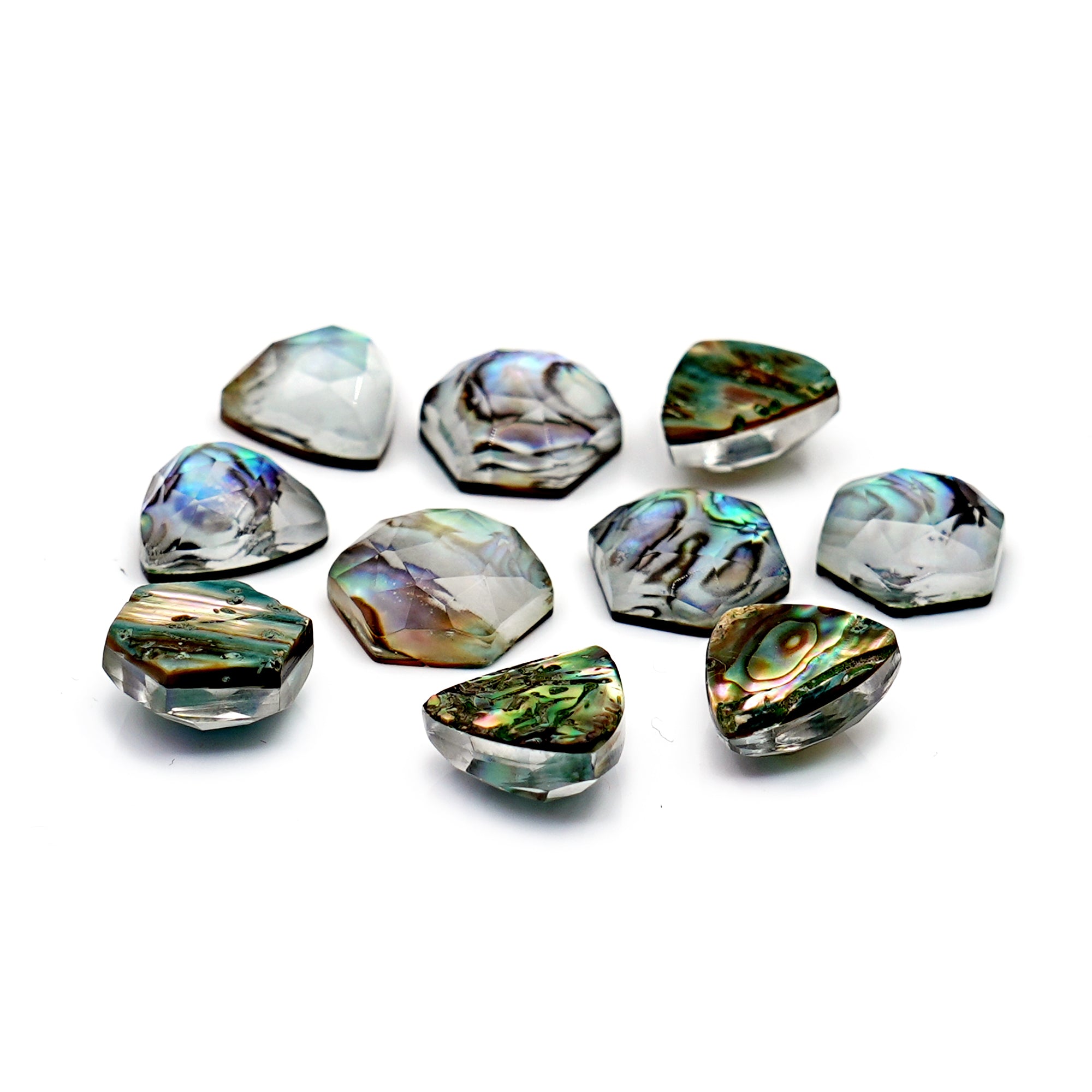 Abalone Shell Doublet Rosecut Cabochons | Mix-Shaped Gemstone for Statement Jewelry - 10 Pieces