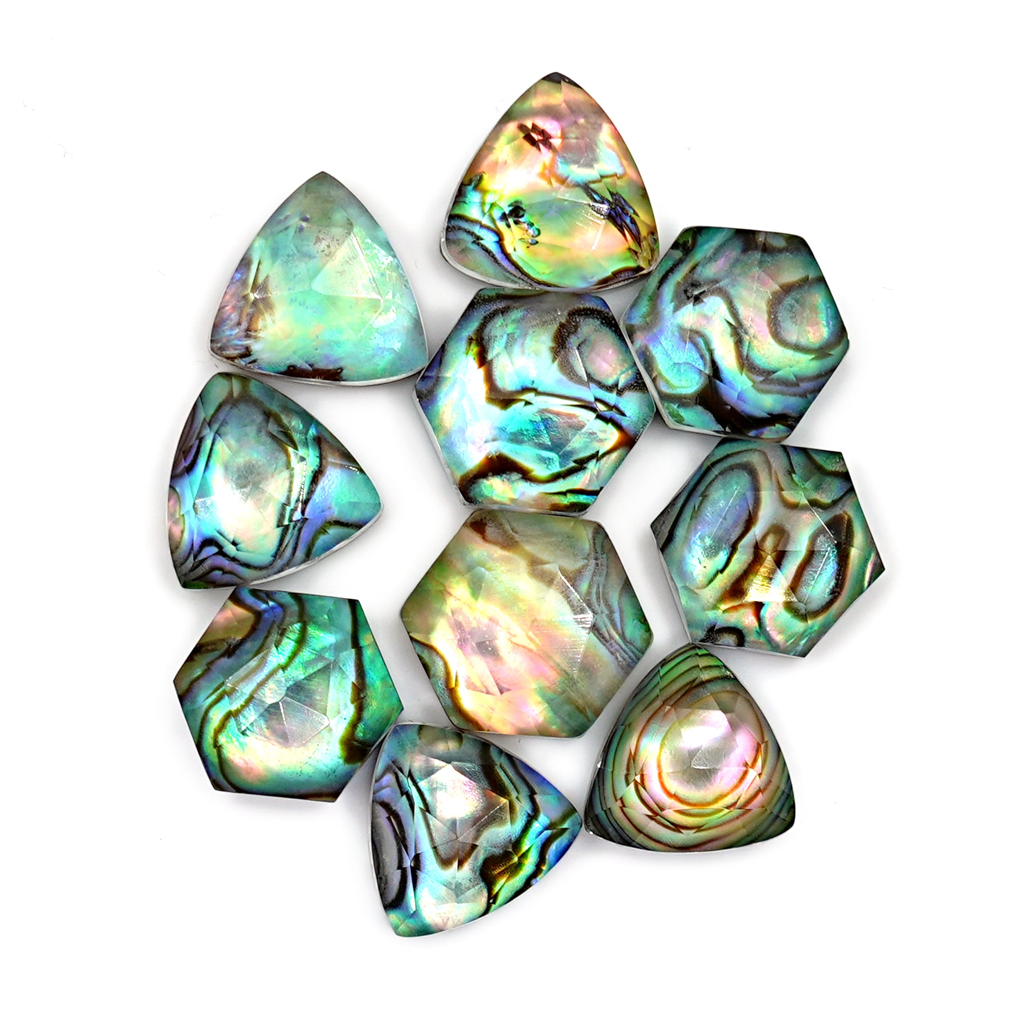 Abalone Shell Doublet Rosecut Cabochons | Mix-Shaped Gemstone for Statement Jewelry - 10 Pieces