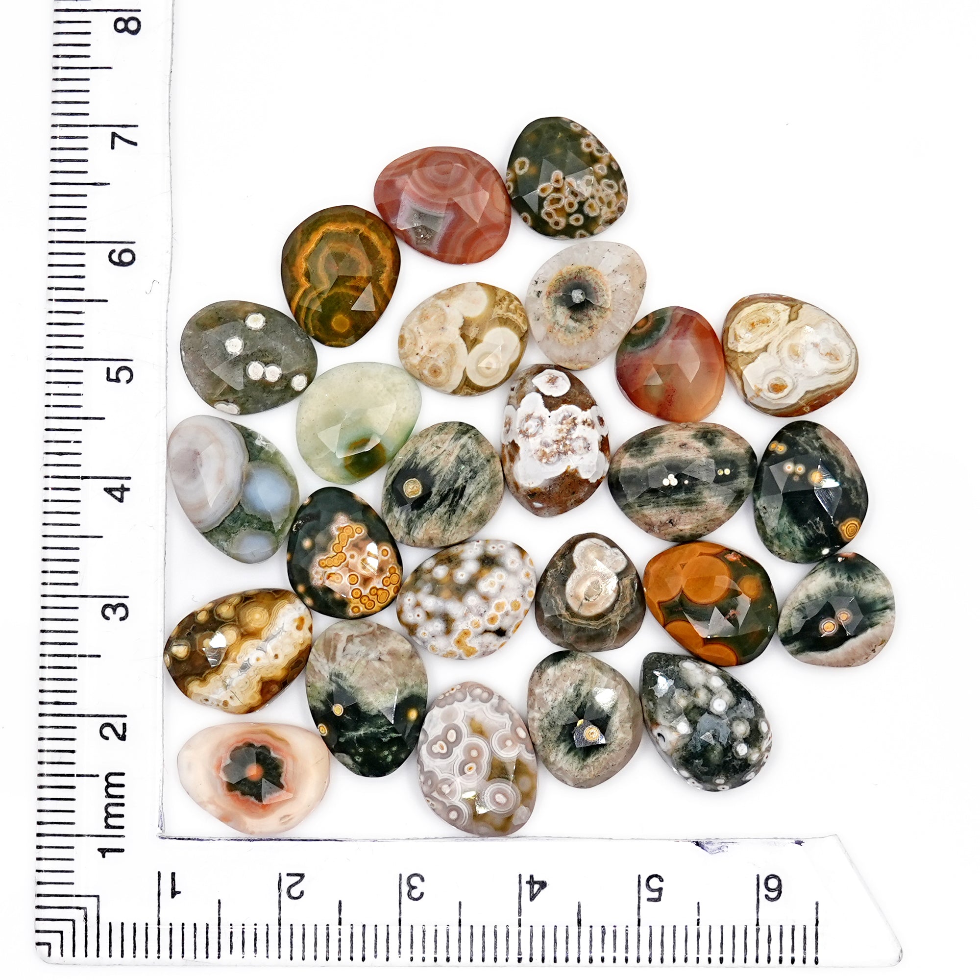Ocean Jasper Rose Cut Cabochons | Multi Freeform Gemstones For Jewelry - 25 Pieces