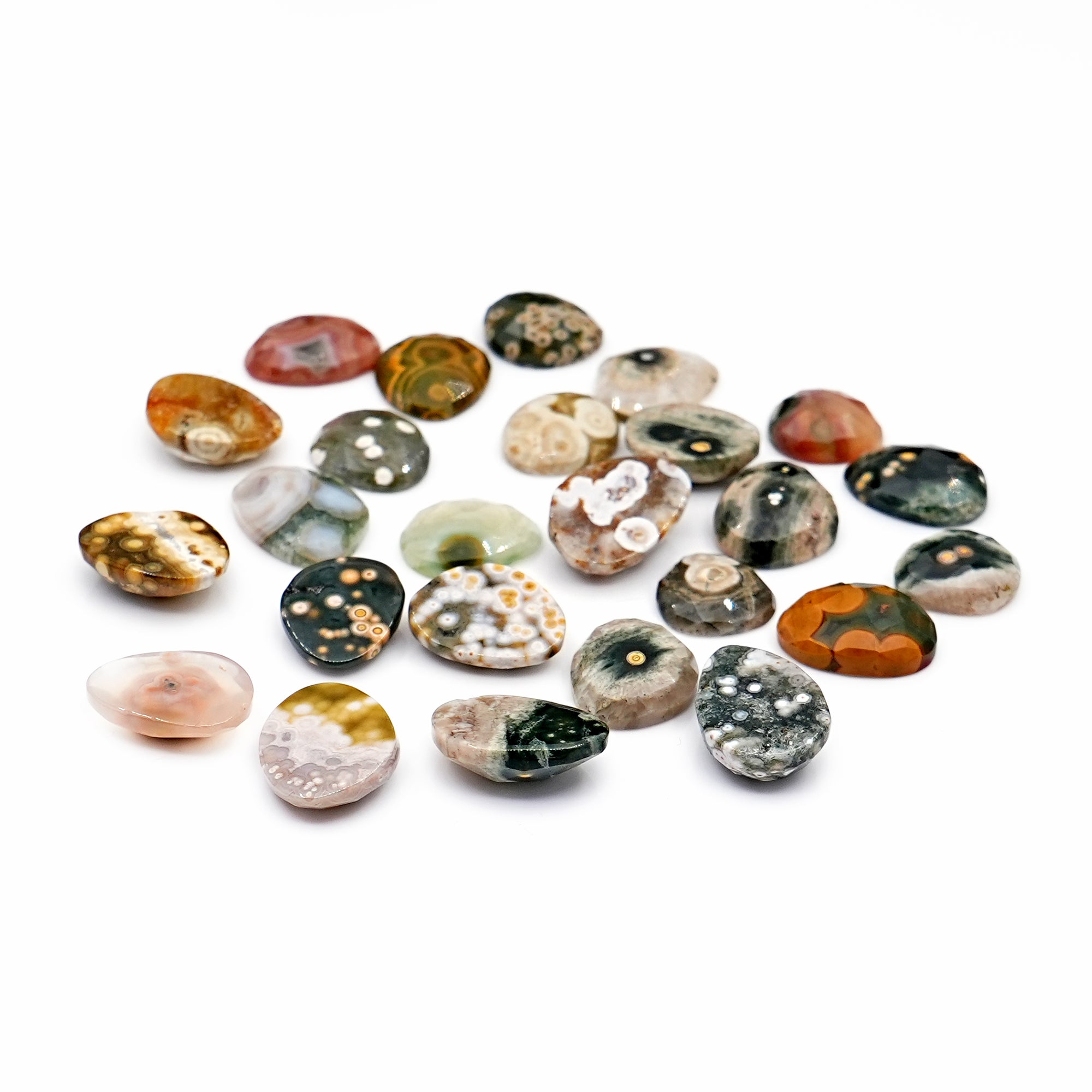 Ocean Jasper Rose Cut Cabochons | Multi Freeform Gemstones For Jewelry - 25 Pieces