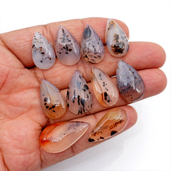 Pear Montana Agate Smooth Cabochon | Natural Gemstone For Jewelry Making - 10 Pieces