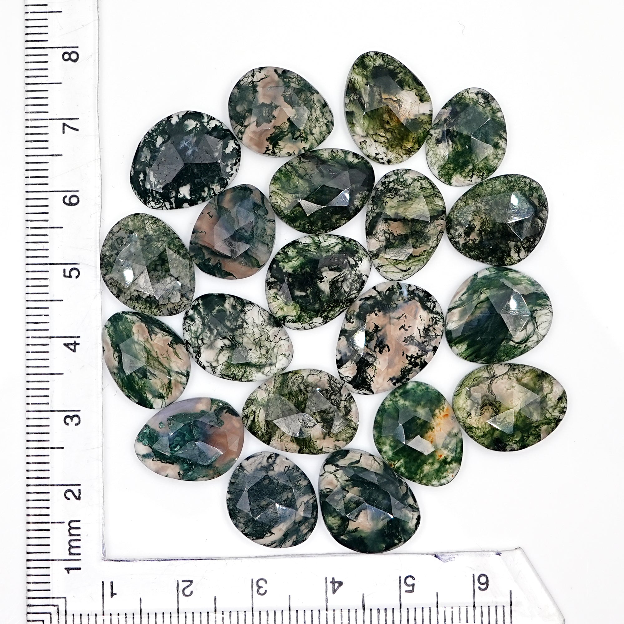 Moss Agate Freeform Rose Cut Cabochons | Nature Inspired Gemstone for Jewelry Making - 20 Pieces