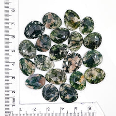 Moss Agate Freeform Rose Cut Cabochons | Nature Inspired Gemstone for Jewelry Making - 20 Pieces