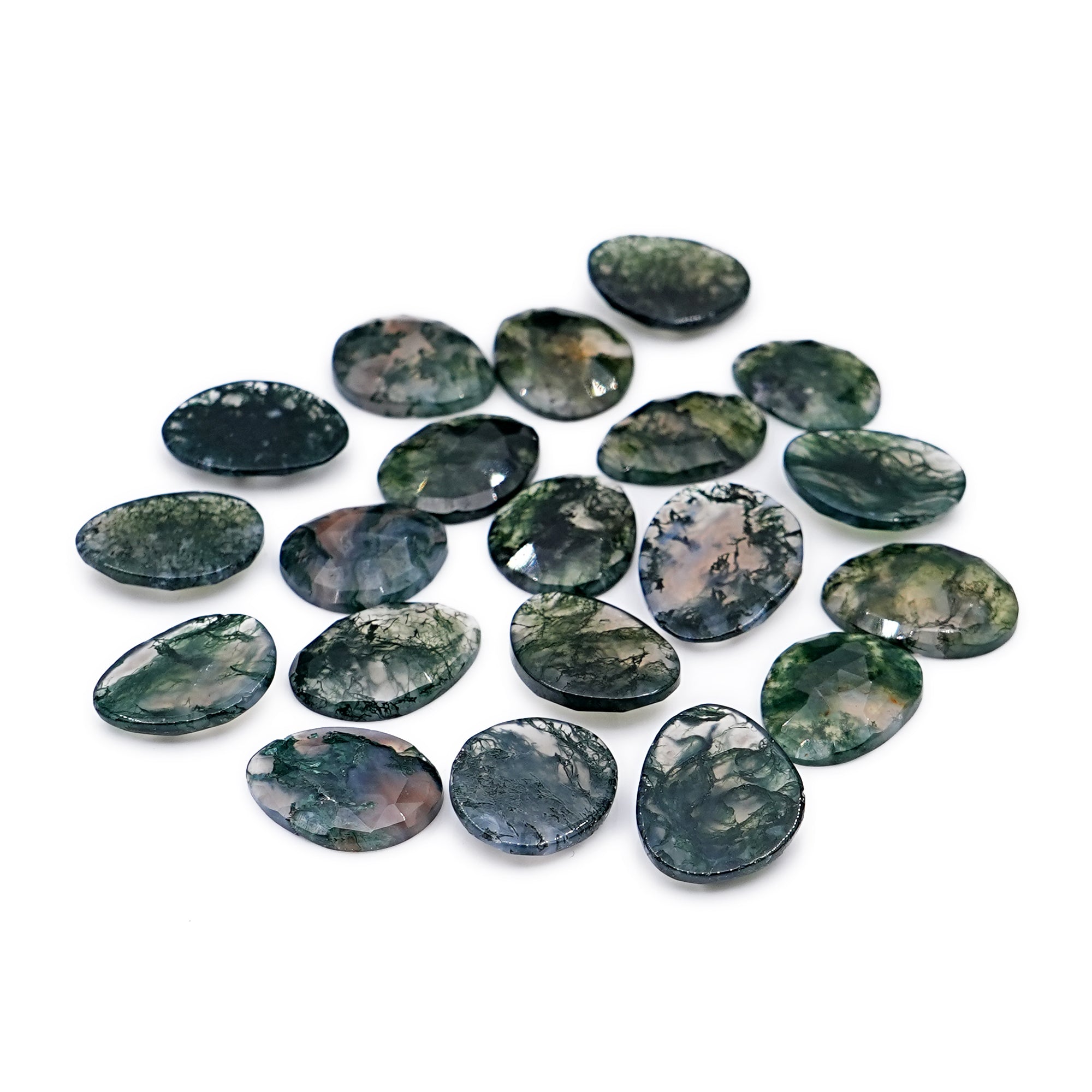 Moss Agate Freeform Rose Cut Cabochons | Nature Inspired Gemstone for Jewelry Making - 20 Pieces