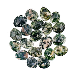 Moss Agate Freeform Rose Cut Cabochons | Nature Inspired Gemstone for Jewelry Making - 20 Pieces