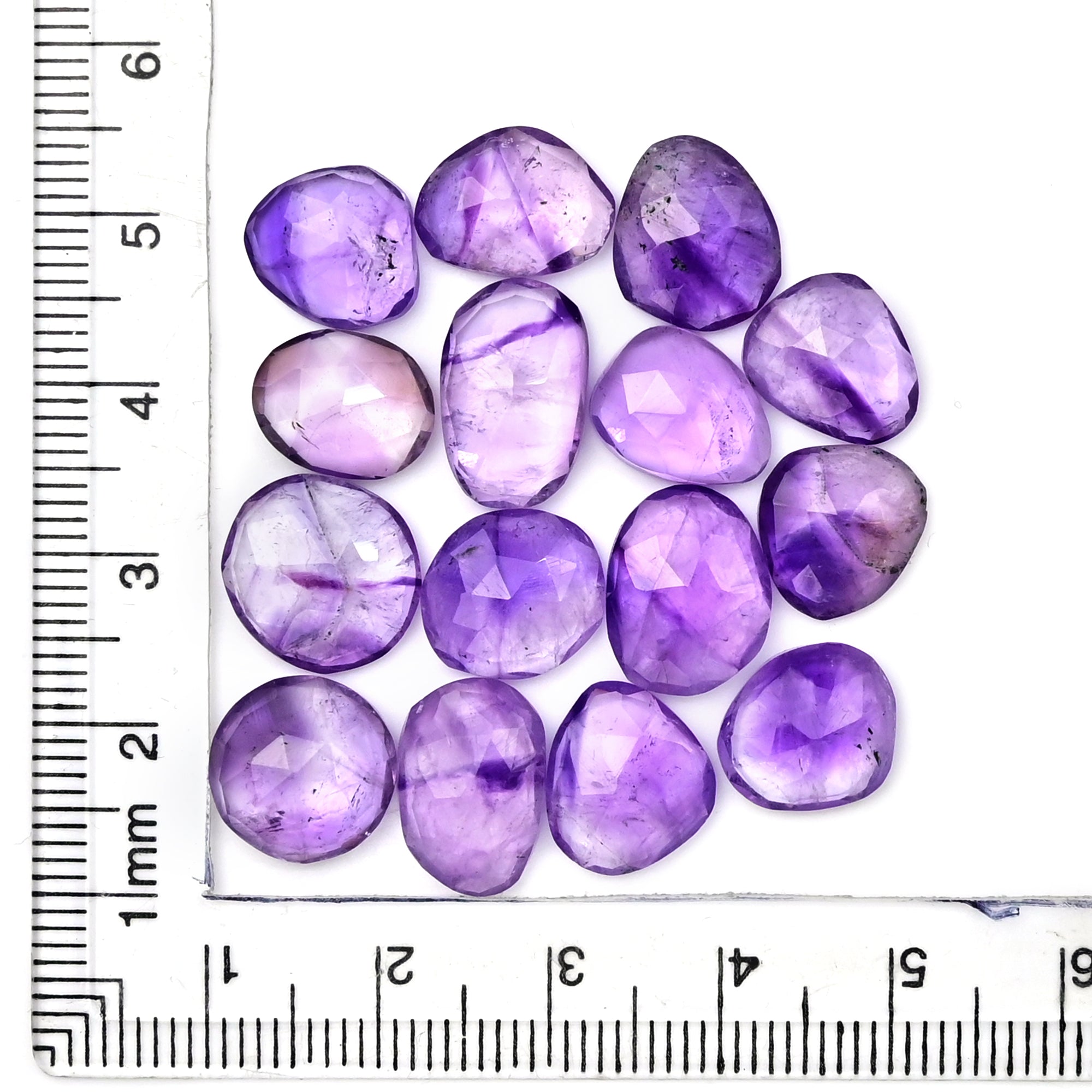 Amethyst Rose Cut Cabochon | Freeform Natural Purple Gemstone for Jewelry Making - 15 Pieces