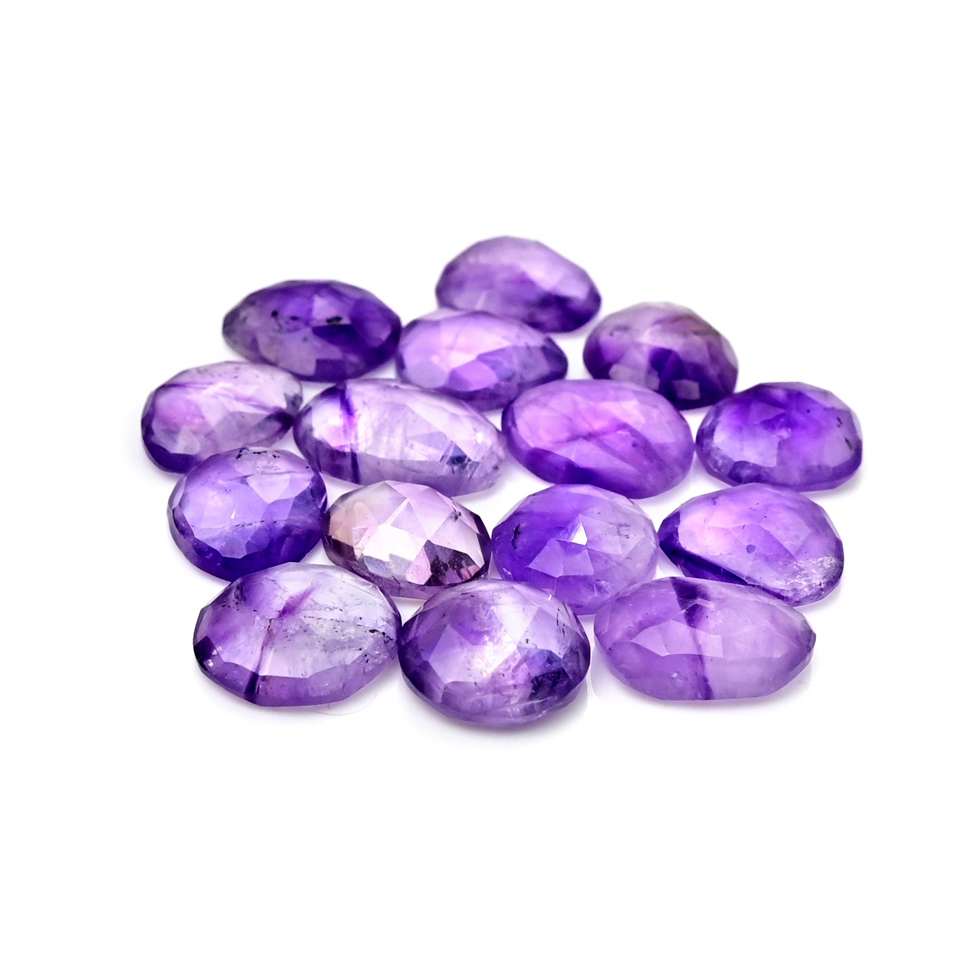 Amethyst Rose Cut Cabochon | Freeform Natural Purple Gemstone for Jewelry Making - 15 Pieces