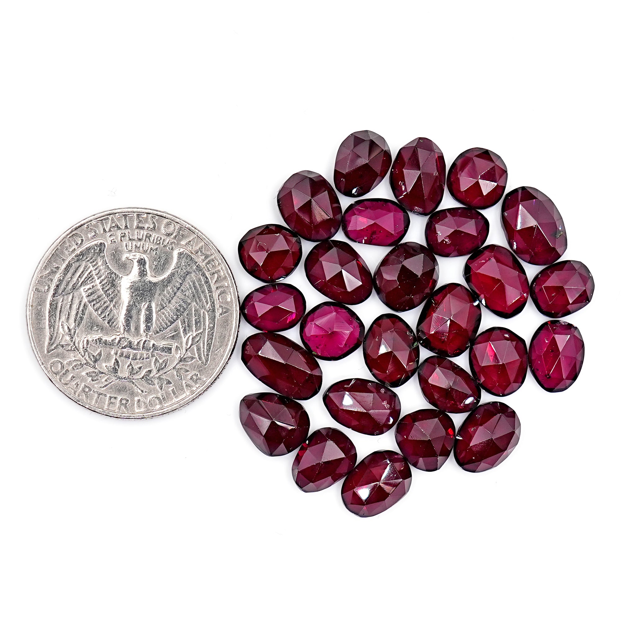 Rhodolite Garnet Rosecut Cabochons | Deep Plum Pink Freeform Faceted Gems - 28 Pieces