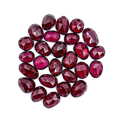 Rhodolite Garnet Rosecut Cabochons | Deep Plum Pink Freeform Faceted Gems - 28 Pieces