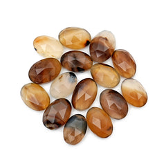 Oval Rose Cut Montana Agate Cabochon | Natural Loose Gemstone for Jewelry Making - 15 Pieces