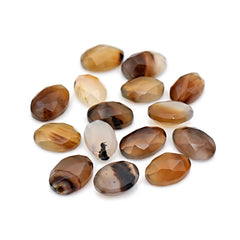 Oval Rose Cut Montana Agate Cabochon | Natural Loose Gemstone for Jewelry Making - 15 Pieces