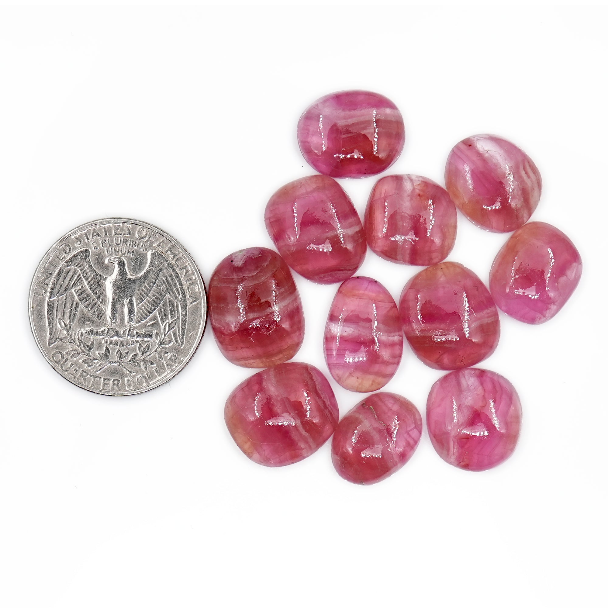 Rare Cobalto Calcite Smooth Cabochons | Pink Gemstones for Jewelry Making - 11 pieces