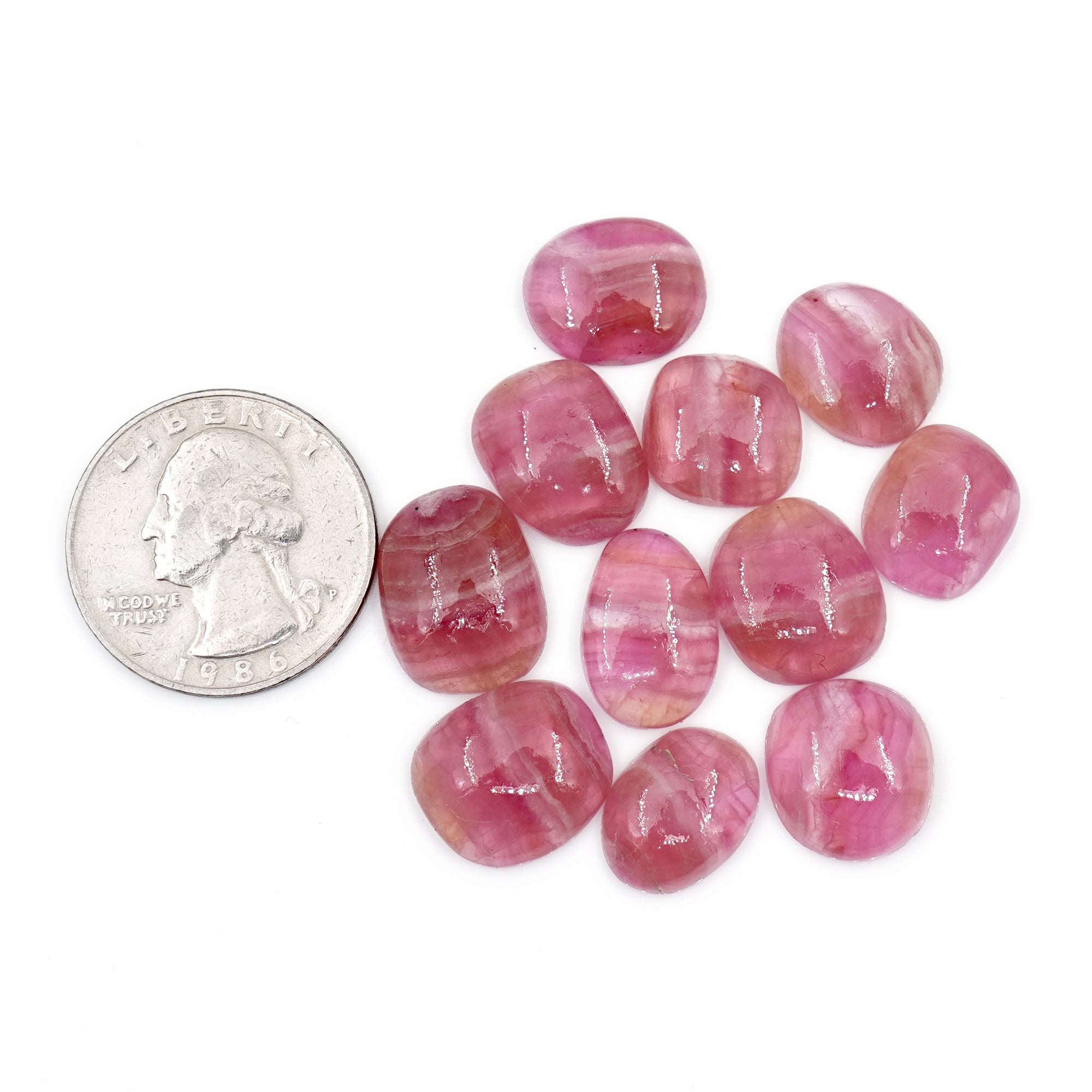 Rare Cobalto Calcite Smooth Cabochons | Pink Gemstones for Jewelry Making - 11 pieces
