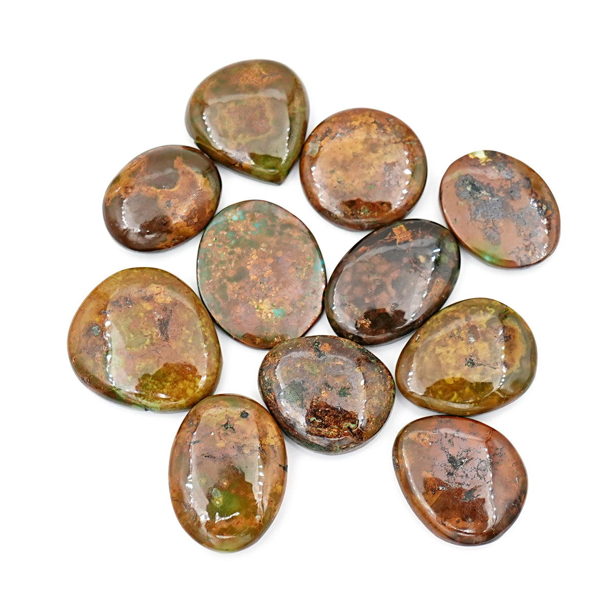 Tibetan Turquoise Smooth Cabochons |  Freeform Shape Gemstone for Jewelry Making- 11 Pieces