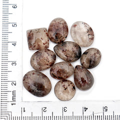 Natural Garnet inclusion in Quartz Smooth Cabs | Freeform Gemstone For Jewelry Making - 10 Pices
