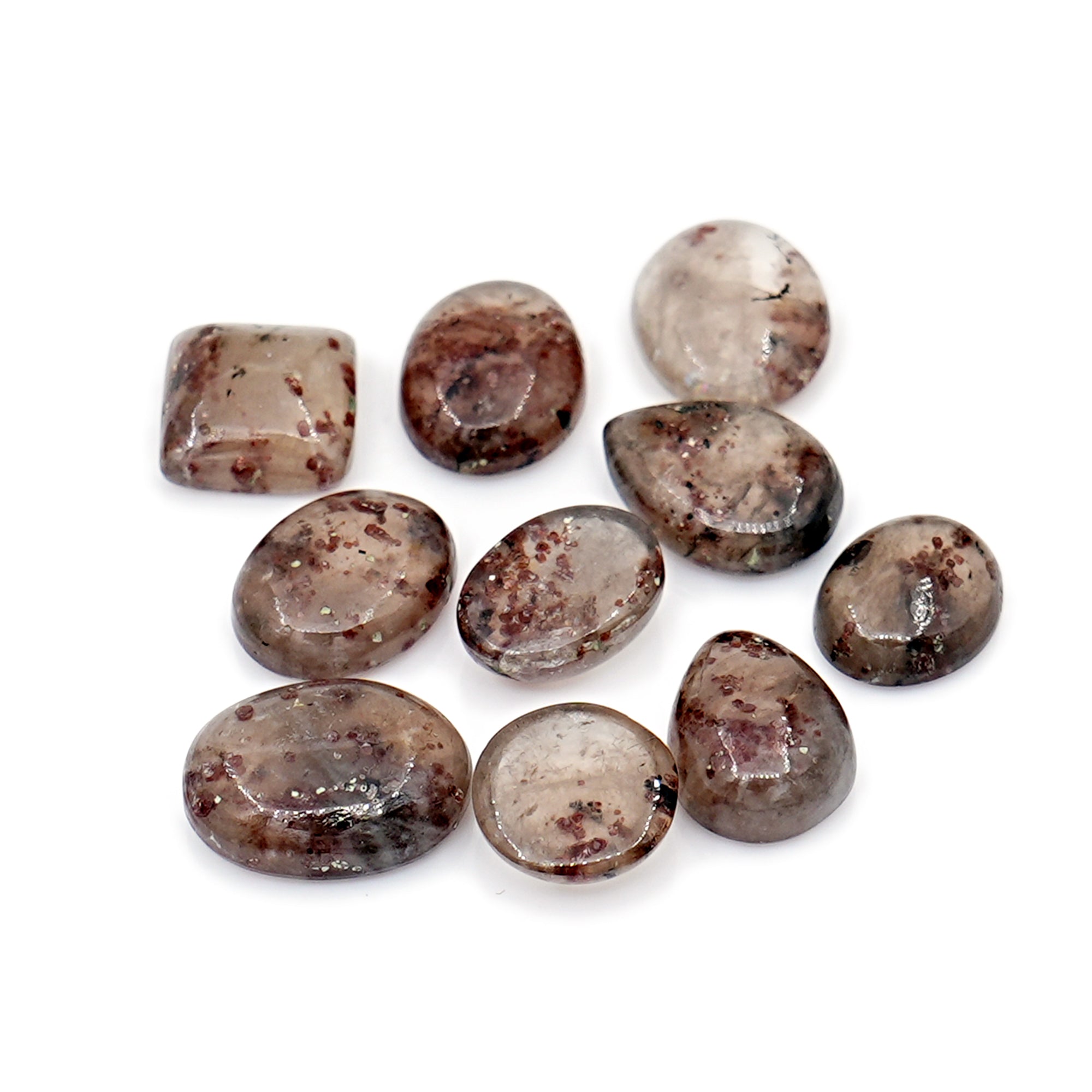 Natural Garnet inclusion in Quartz Smooth Cabs | Freeform Gemstone For Jewelry Making - 10 Pices