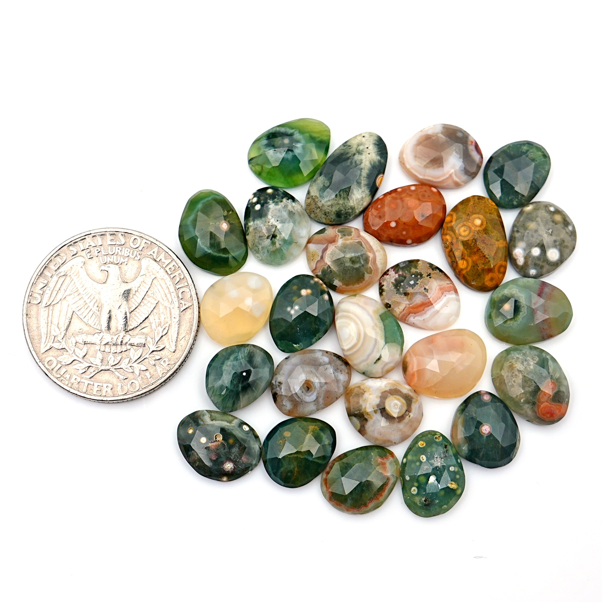 Ocean Jasper Rose Cut Cabochons | Multi Freeform Gemstones For Jewelry - 25 Pieces