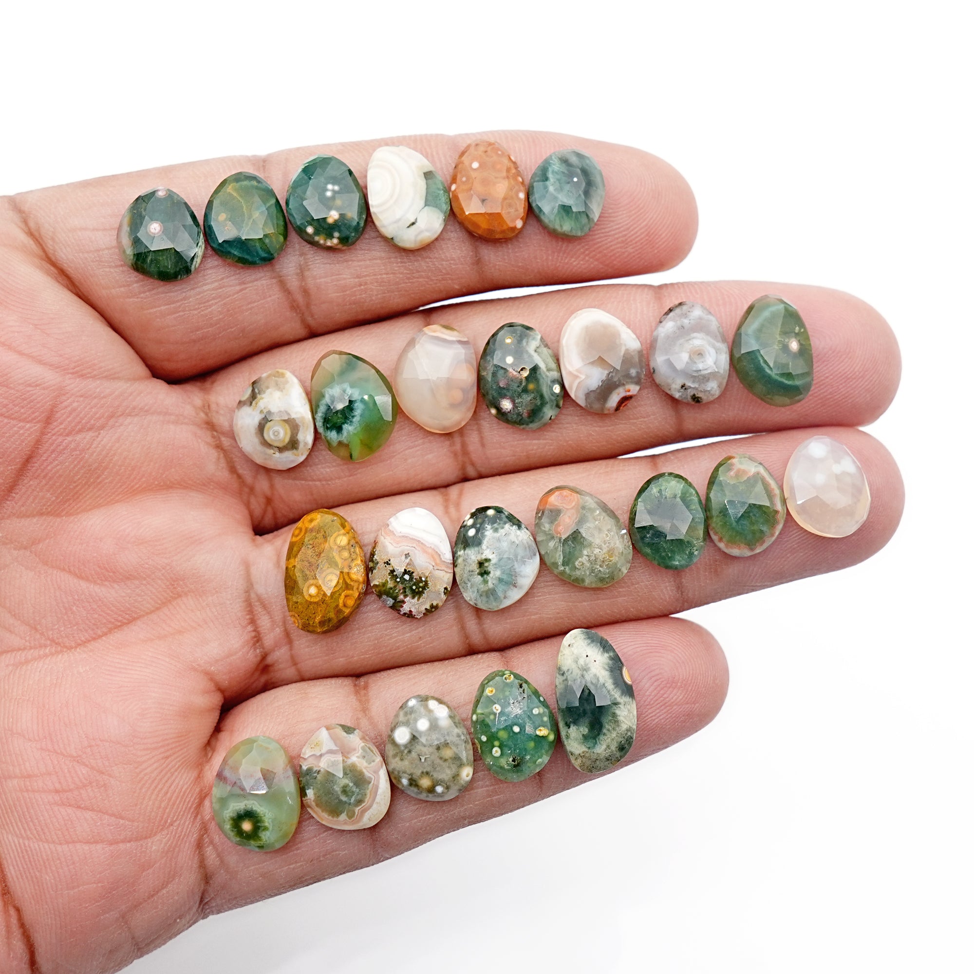 Ocean Jasper Rose Cut Cabochons | Multi Freeform Gemstones For Jewelry - 25 Pieces