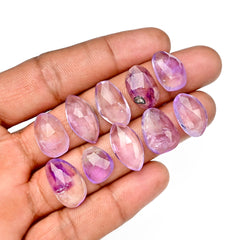 Lavender Amethyst Rose Cut Cabochon | Freeform Natural Purple Gemstone for Jewelry Making - 10 Pieces