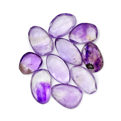 Lavender Amethyst Rose Cut Cabochon | Freeform Natural Purple Gemstone for Jewelry Making - 10 Pieces