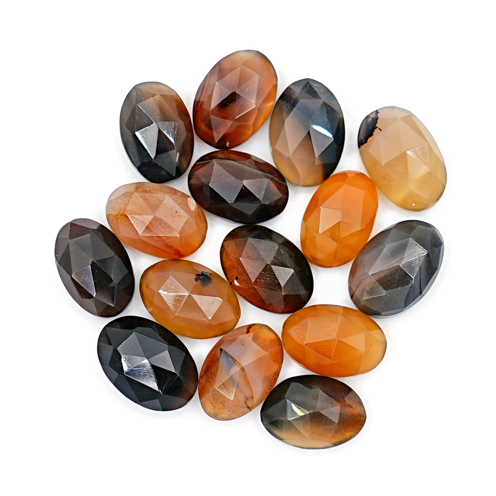 Oval Rose Cut Montana Agate Cabochon | Natural Gemstone for Jewelry Making - 15 Pieces