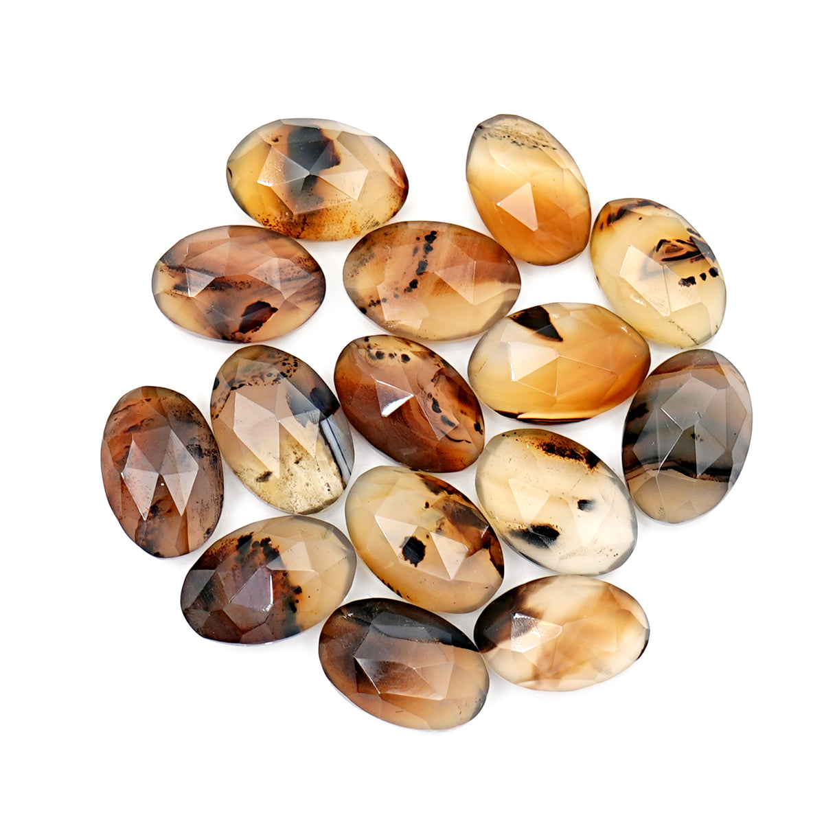 Oval Rose Cut Montana Agate Cabochon | Natural Gemstone for Jewelry Making - 15 Pieces
